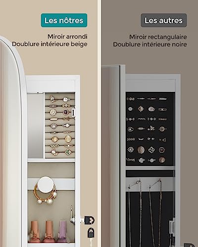 Detalle de SONGMICS Armoire à Bijoux avec Miroir LED et Serrure – JJC026W01