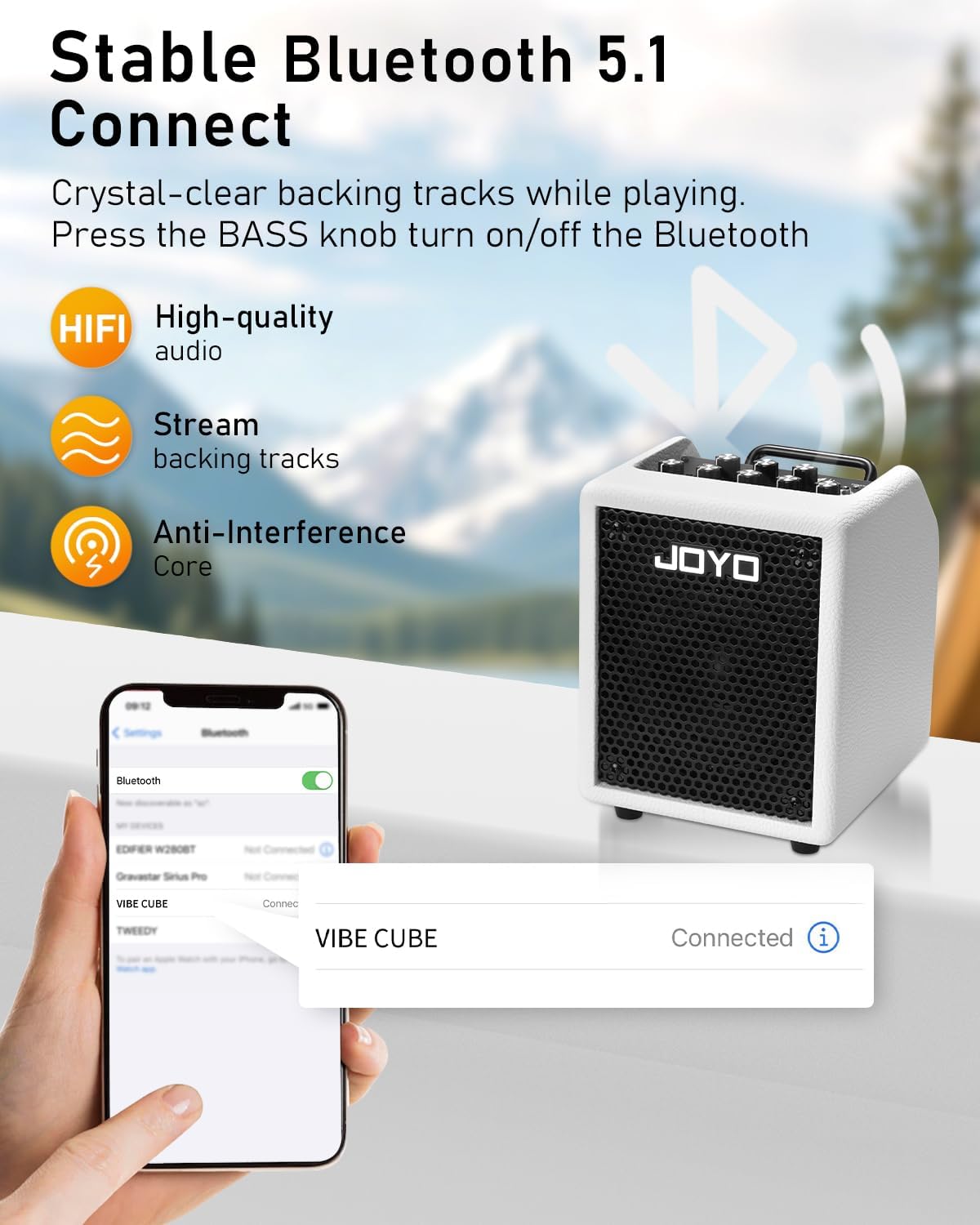 Detalle 2 de JOYO Vibe Cube BA-30 JOYO-BA-30 WH 30W Bass Combo Amp with Bluetooth 5.1 & OTG