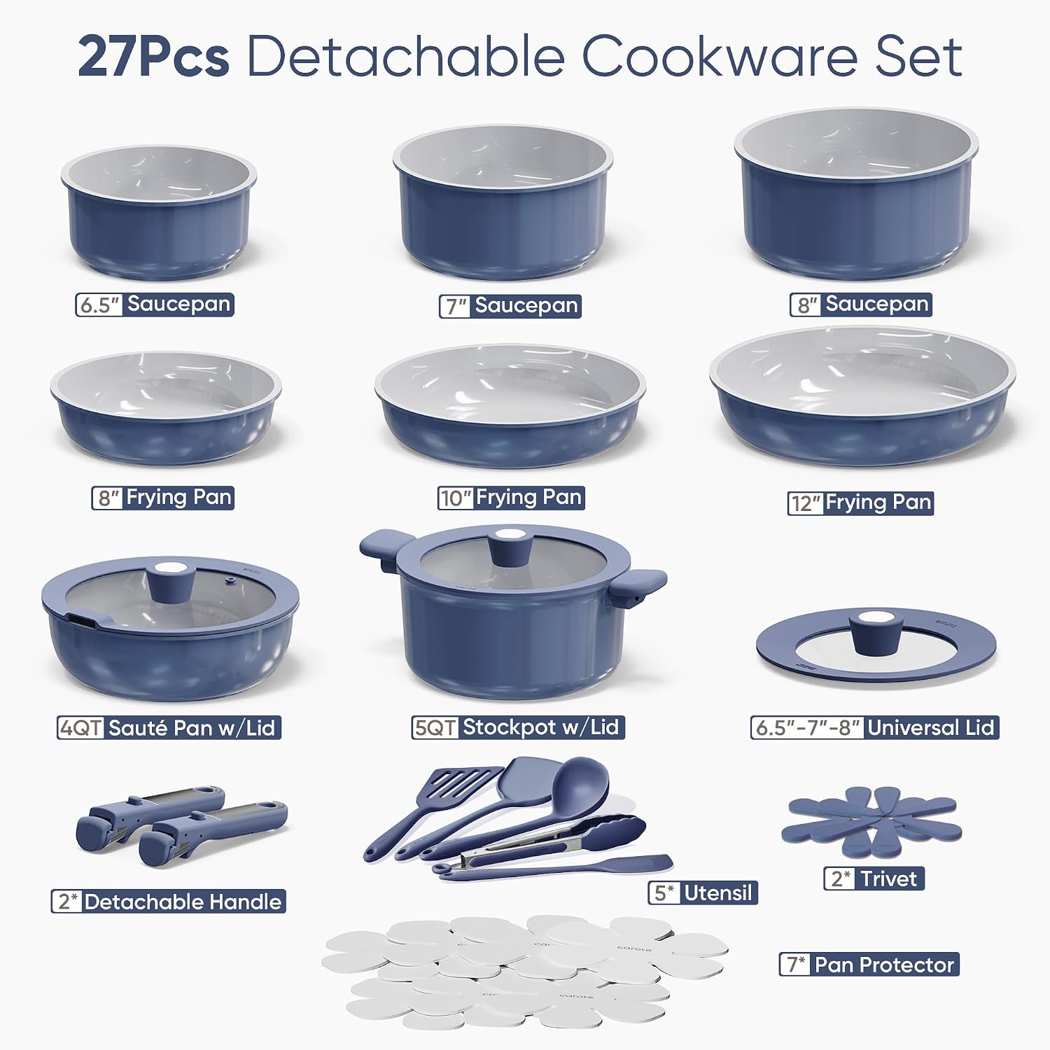 Thumbnail 1 de CAROTE 27pc Ceramic Cookware Set, Nonstick