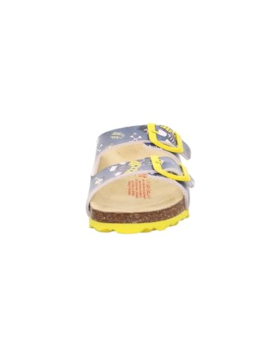 Detalle 2 de Superfit Jungen FUSSBETTPANTOFFEL Blau/Gelb 8180 – Orthopädisches Tiefbett mit Lederinnensohle