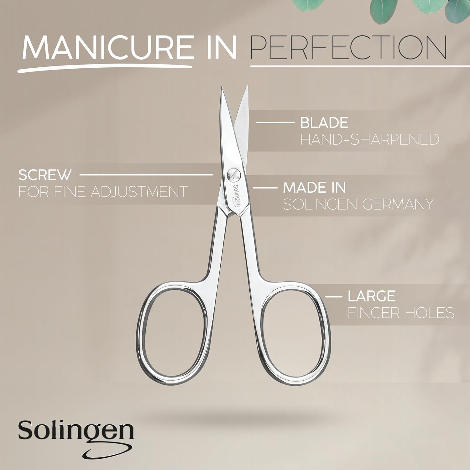 Detalle de Solingen Curved Nail Scissors (Extra Fine & Sharp) with Handy Case – Made in Germany