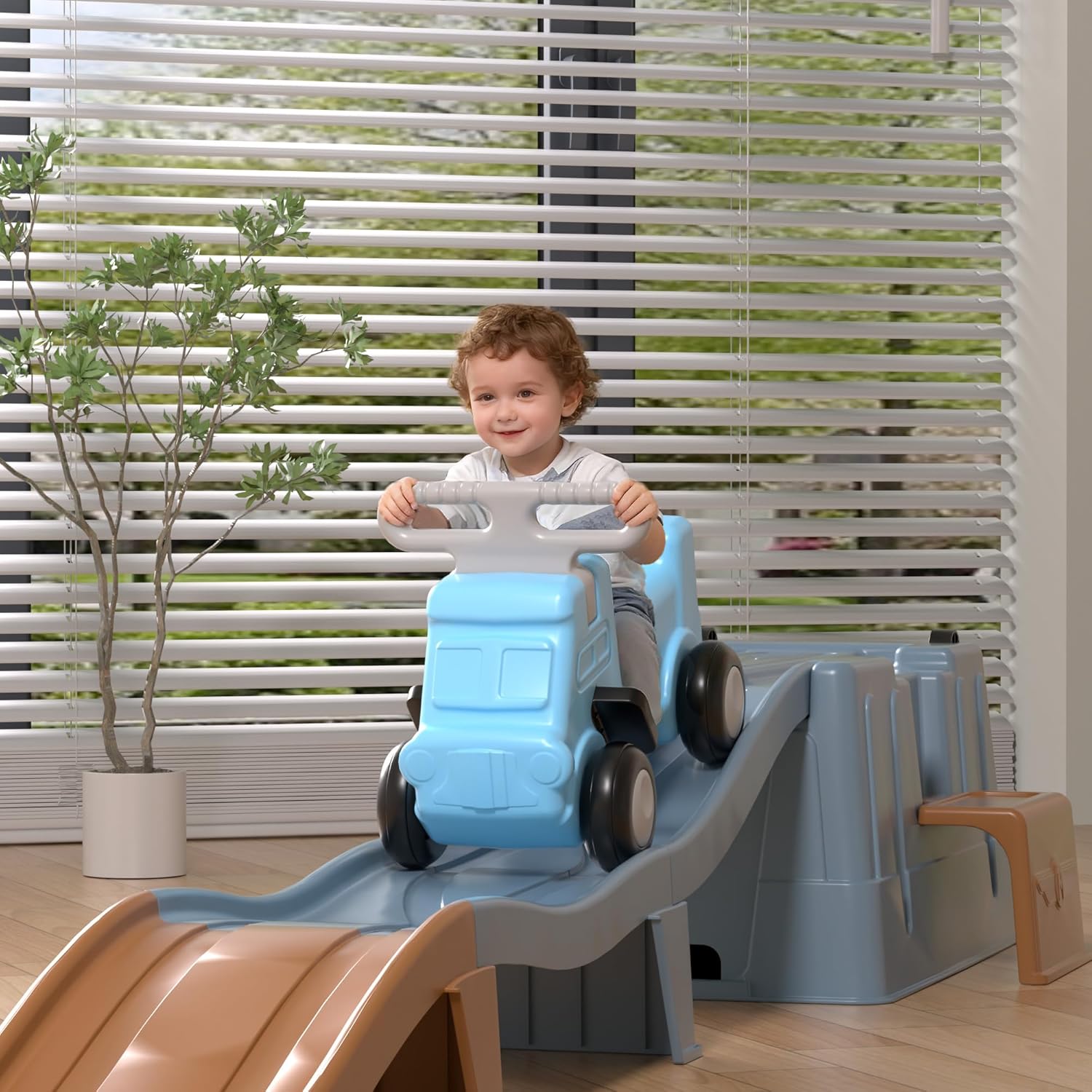 Thumbnail 6 de HAPPYMATY Up & Down Roller Coaster: Kids Ride-On Toy with Assembled Track and Storage Box