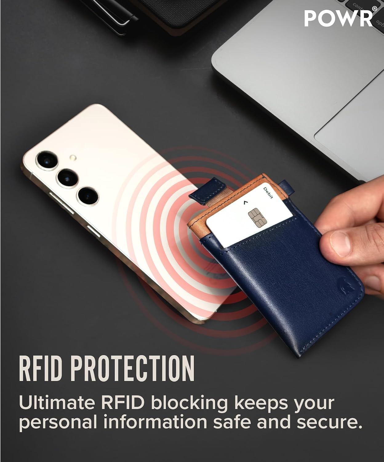 Thumbnail 3 de POWR Pull Up Slim Wallet RFID blocking minimalist leather wallet (holds up to 5 cards)