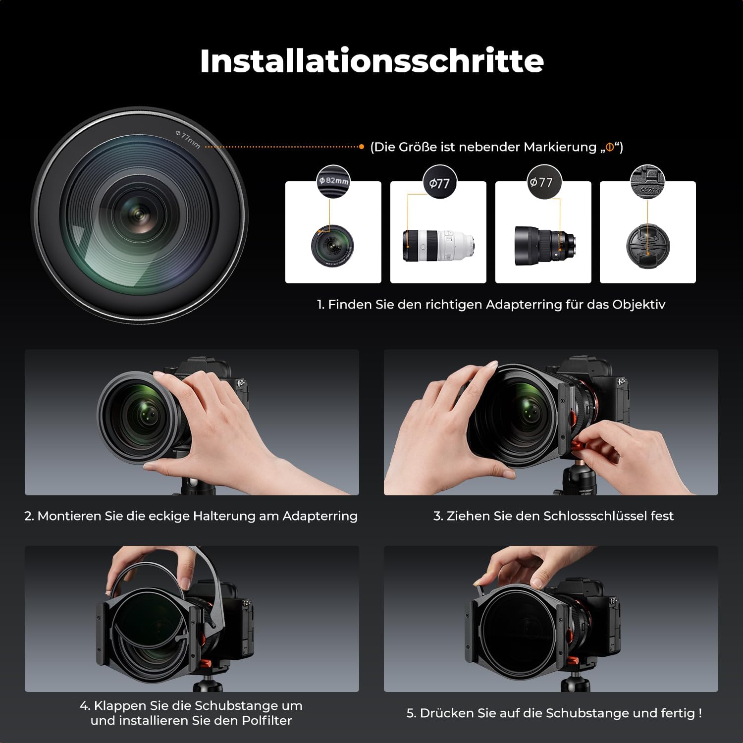 Thumbnail 5 de K&F Concept Nano X-PRO Rechteckfilter-Set 100 mm x 100 mm – ND1000, GND8, CPL