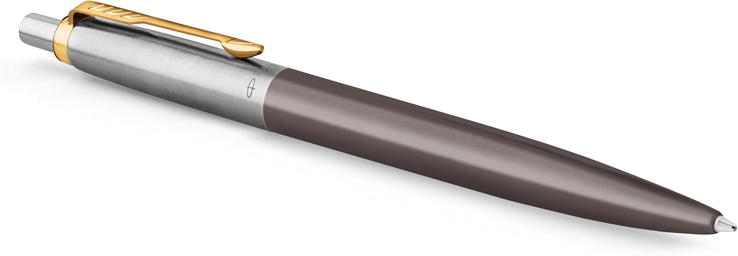 Detalle de Parker Jotter XL Kugelschreiber (grau lackiert, goldene Zierteile) – Nachfüllpackung blaue Tinte, Geschenkbox
