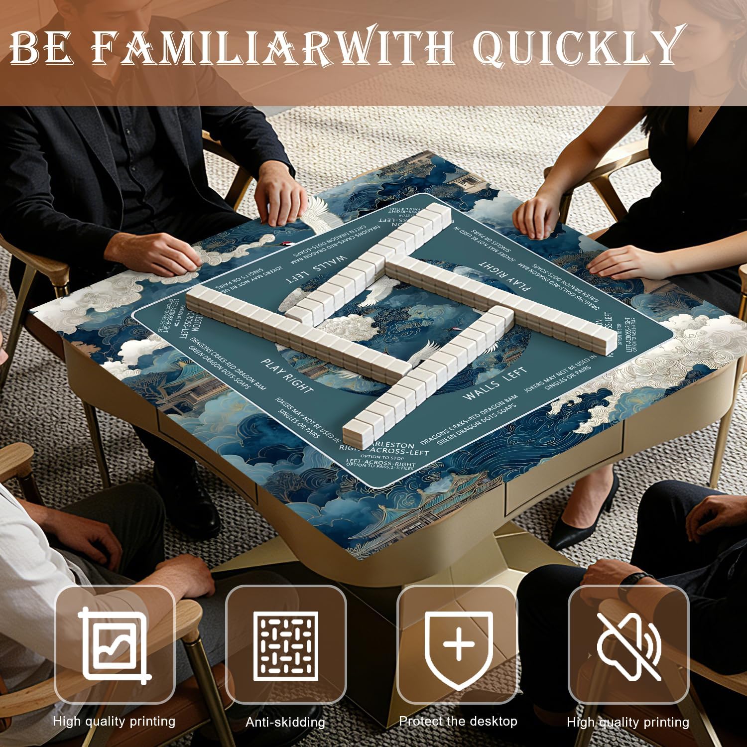 Detalle 2 de Qabliqo Mahjong Mat, 31.5 x 31.5 Inch