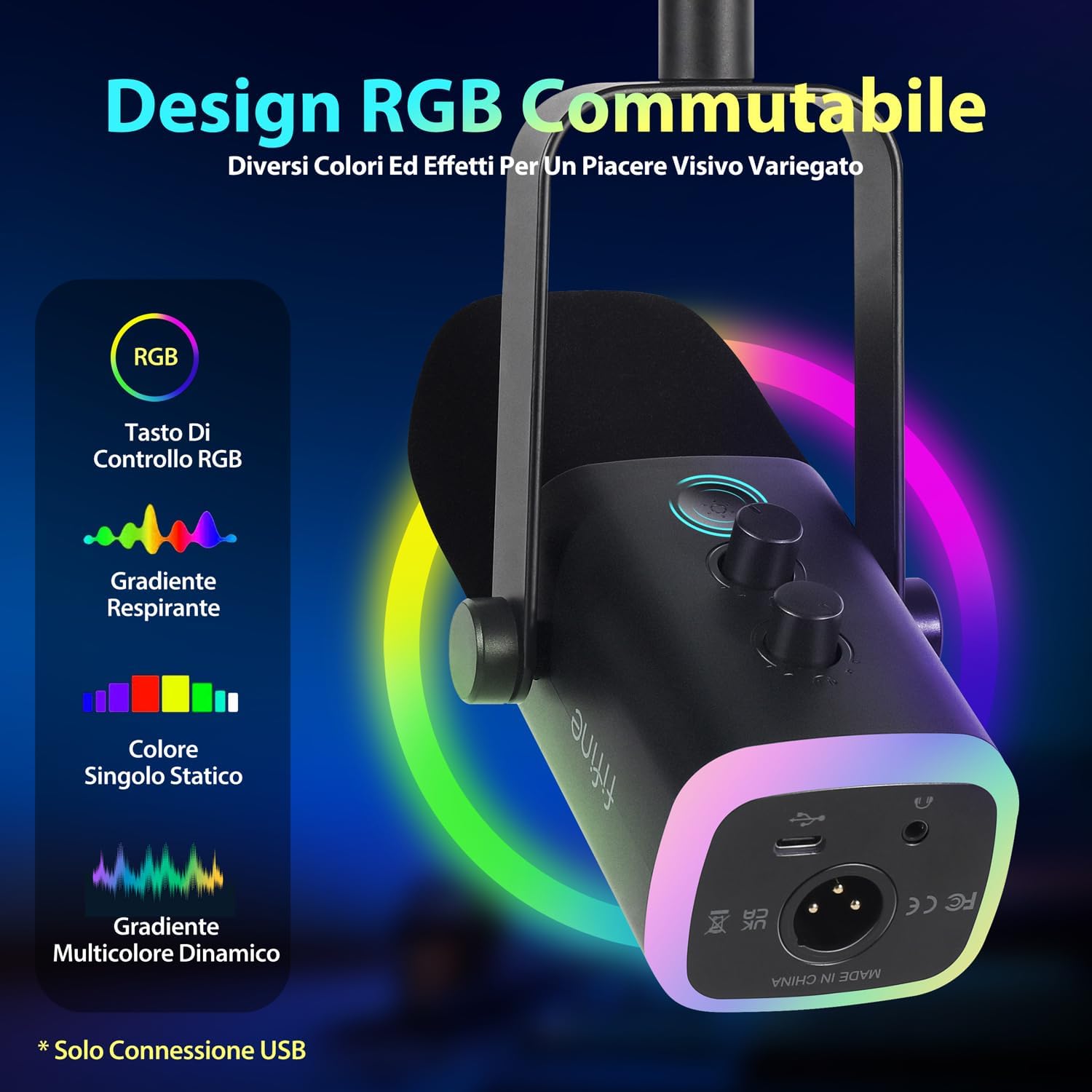 Detalle de FIFINE XLR Streaming Microfono Kit: dinamicità USB/XLR per podcast, gaming e streaming