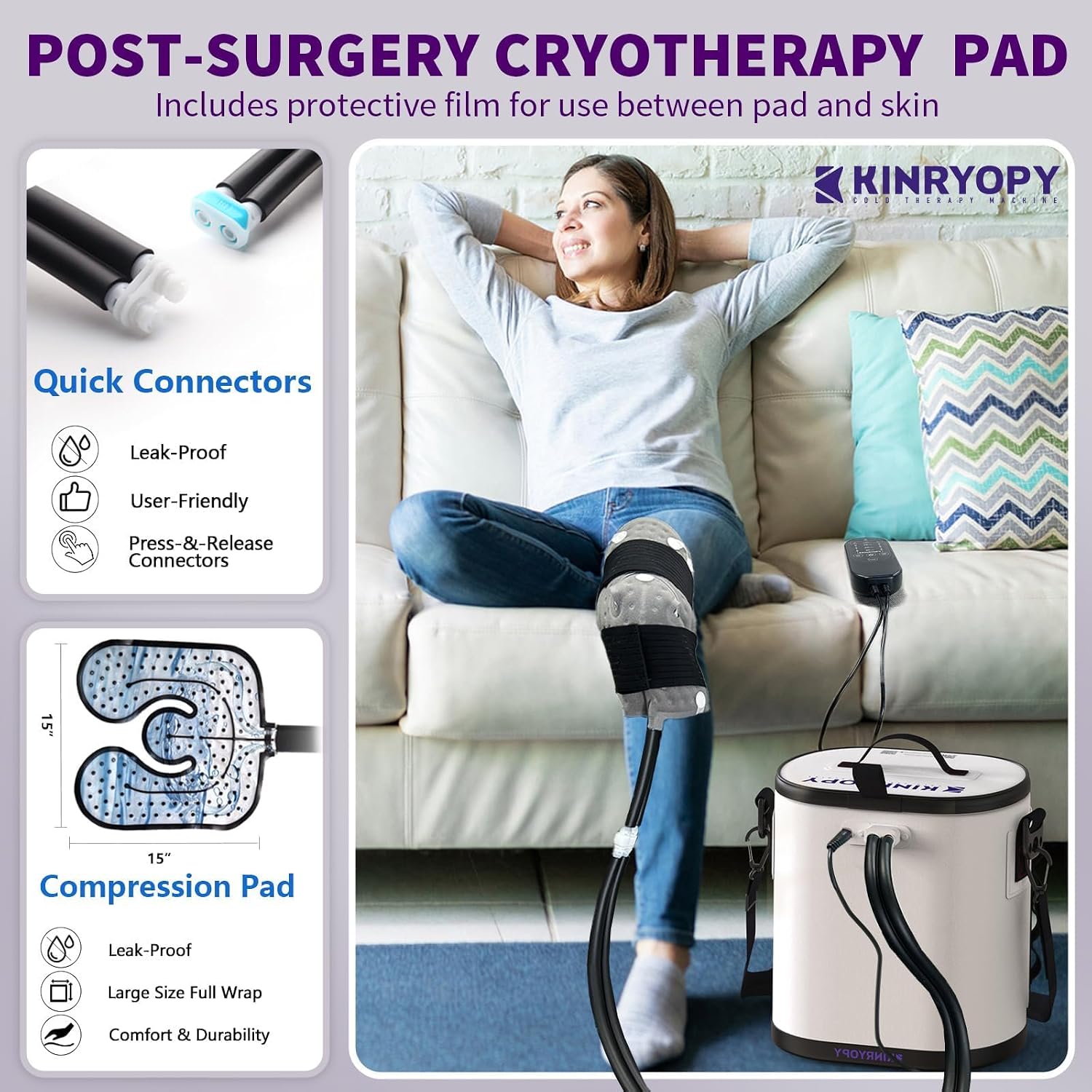 Detalle de KINRYOPY Cold Therapy Machine with 15-quart bucket