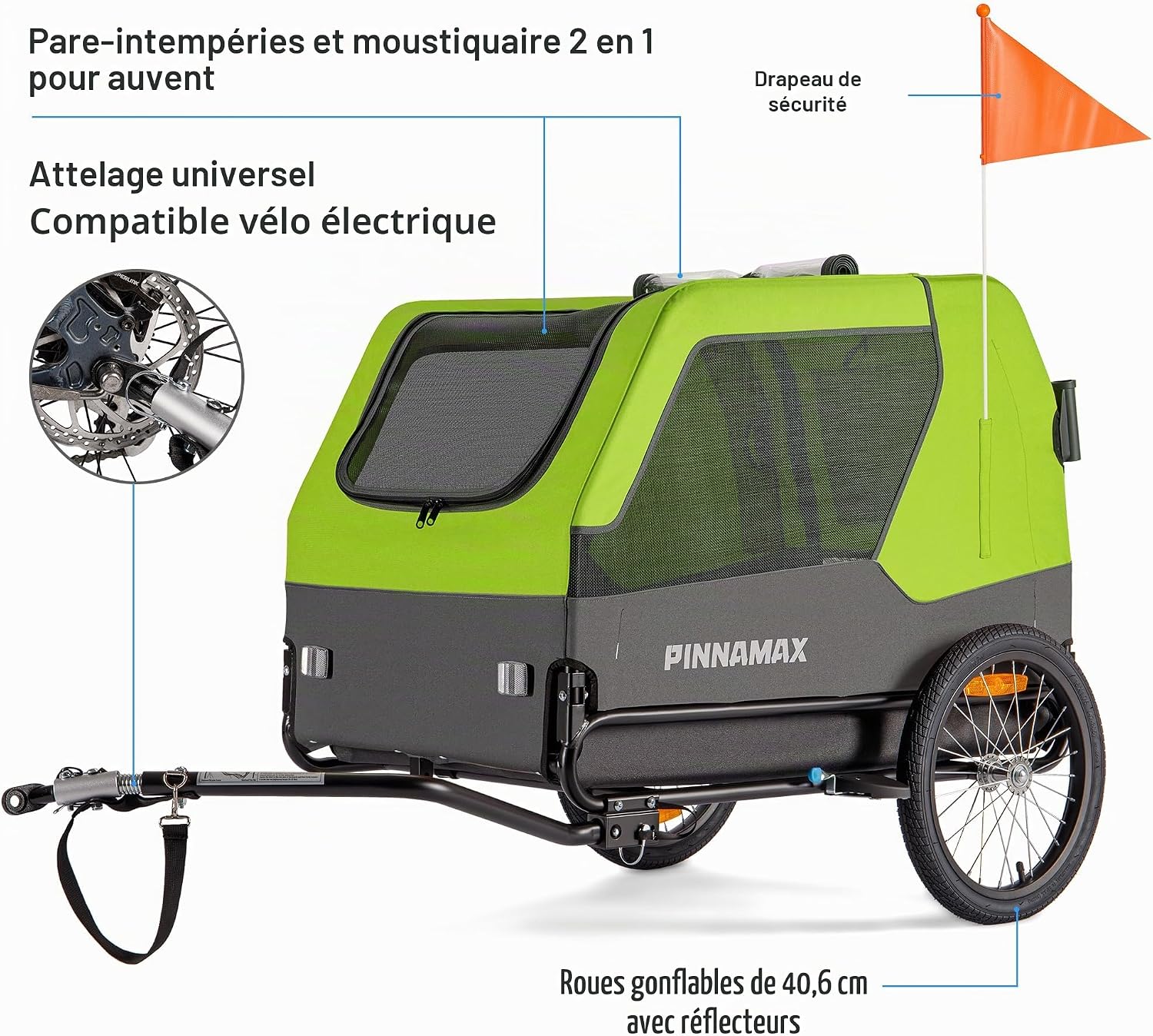 Thumbnail 4 de Remorque pour Chien PINNAMAX pour vélo – Poussette 2-en-1 jusqu’à 45 kg