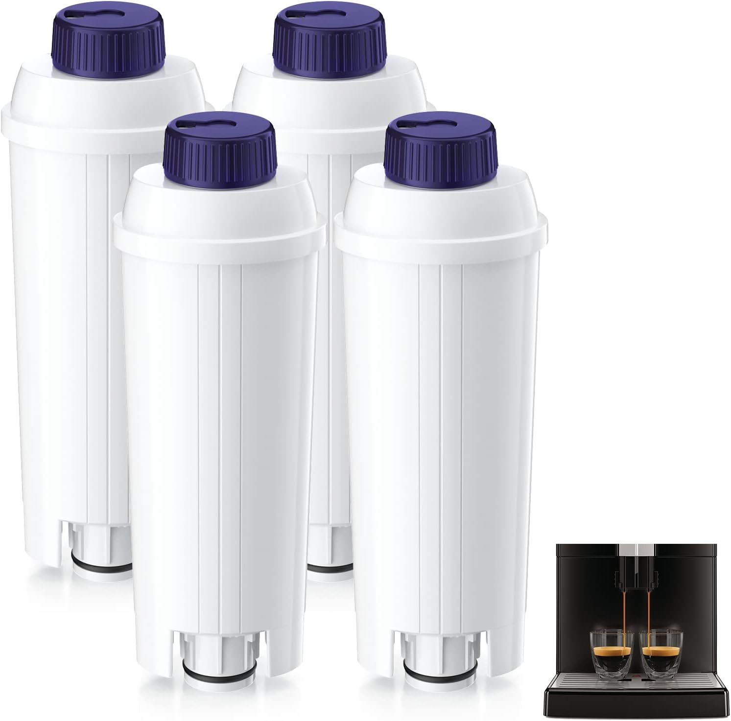 Detalle de ARETHONE Wasserfilter für Delonghi Kaffeevollautomaten – 4er Pack, Ersatz DLSC002, kompatibel mit ECAM, ETAM, Magnifica S, Dinamica, Eletta Explorer