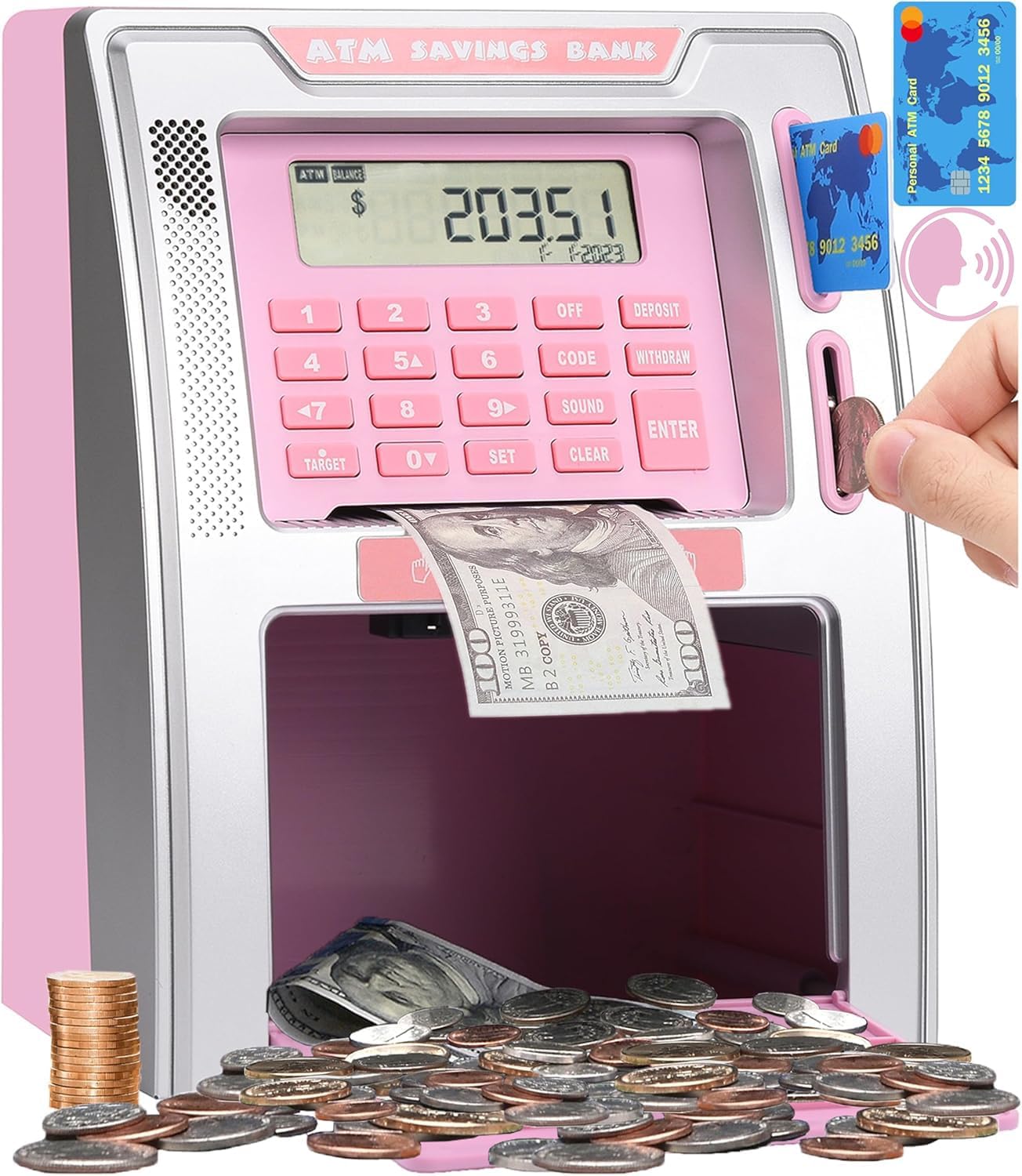 Thumbnail 6 de Talking ATM Piggy Bank for Kids with Dual Debit Cards and Coin Recognition