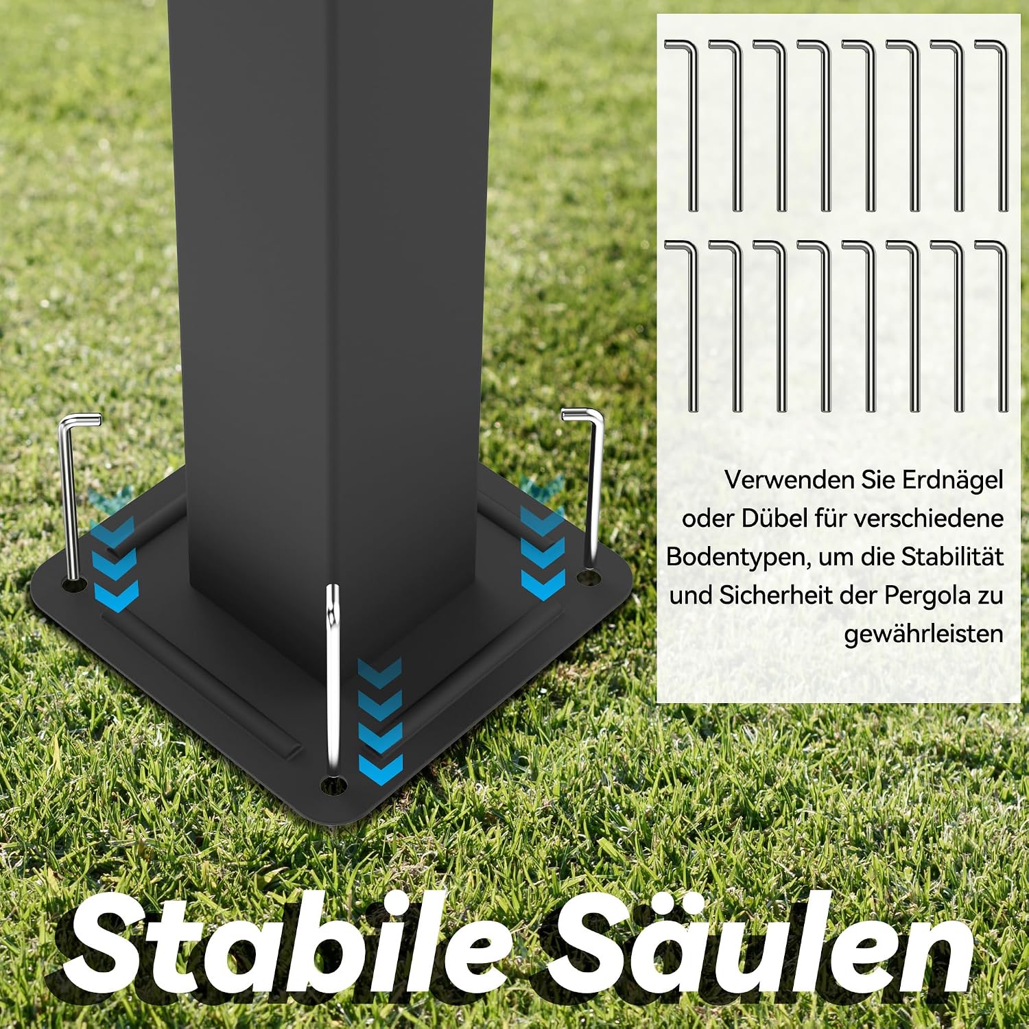 Detalle de VA-Cerulean Metall Pergola mit Schiebedach, 3x4 m – freistehender Pavillon aus Metall mit Sonnenschutz und schmalem Design in Schwarz