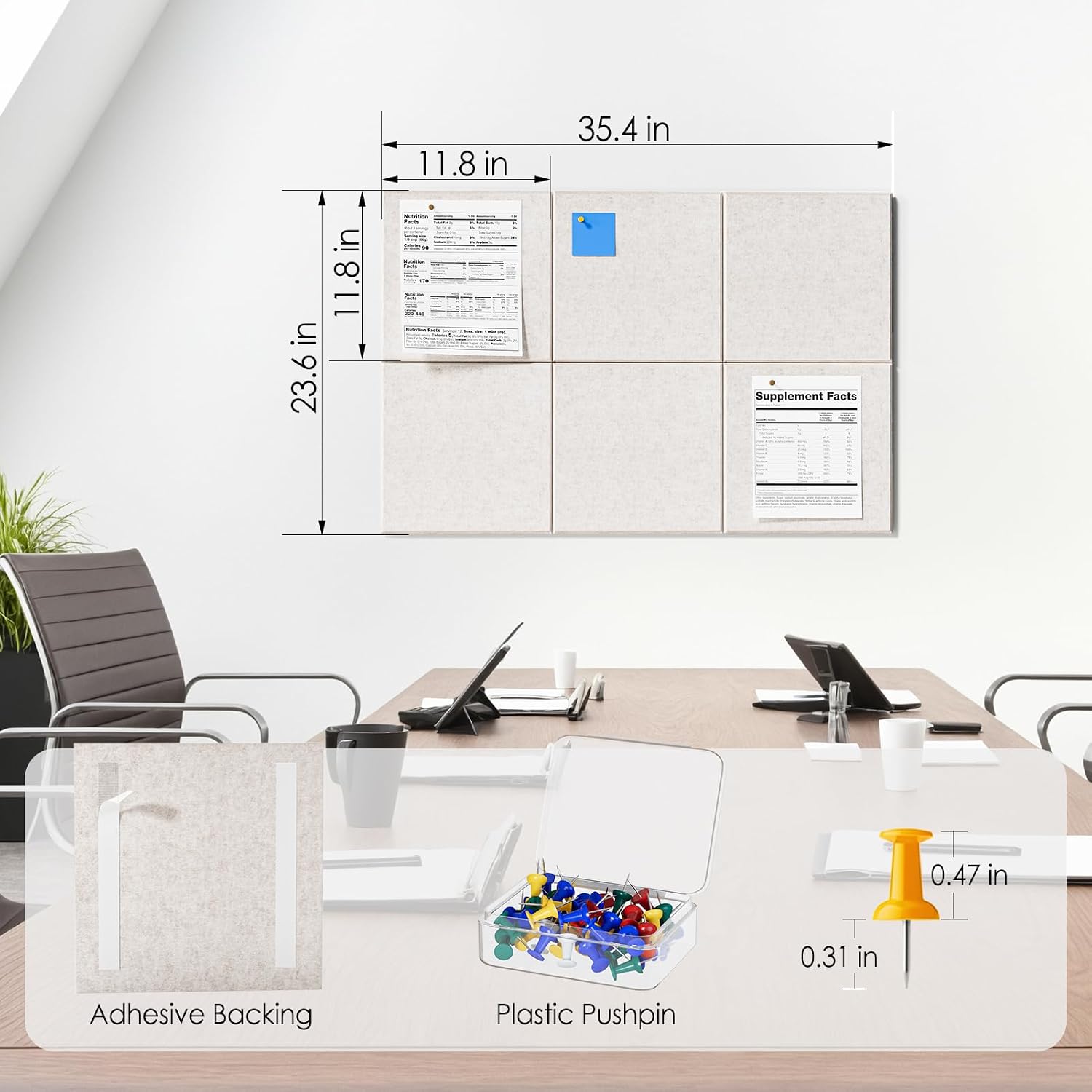 Detalle 1 de MaxGear MaxGear-Bulletin-Board-Light-Tan6 Felt Bulletin Board, Light Tan, 6-Pack