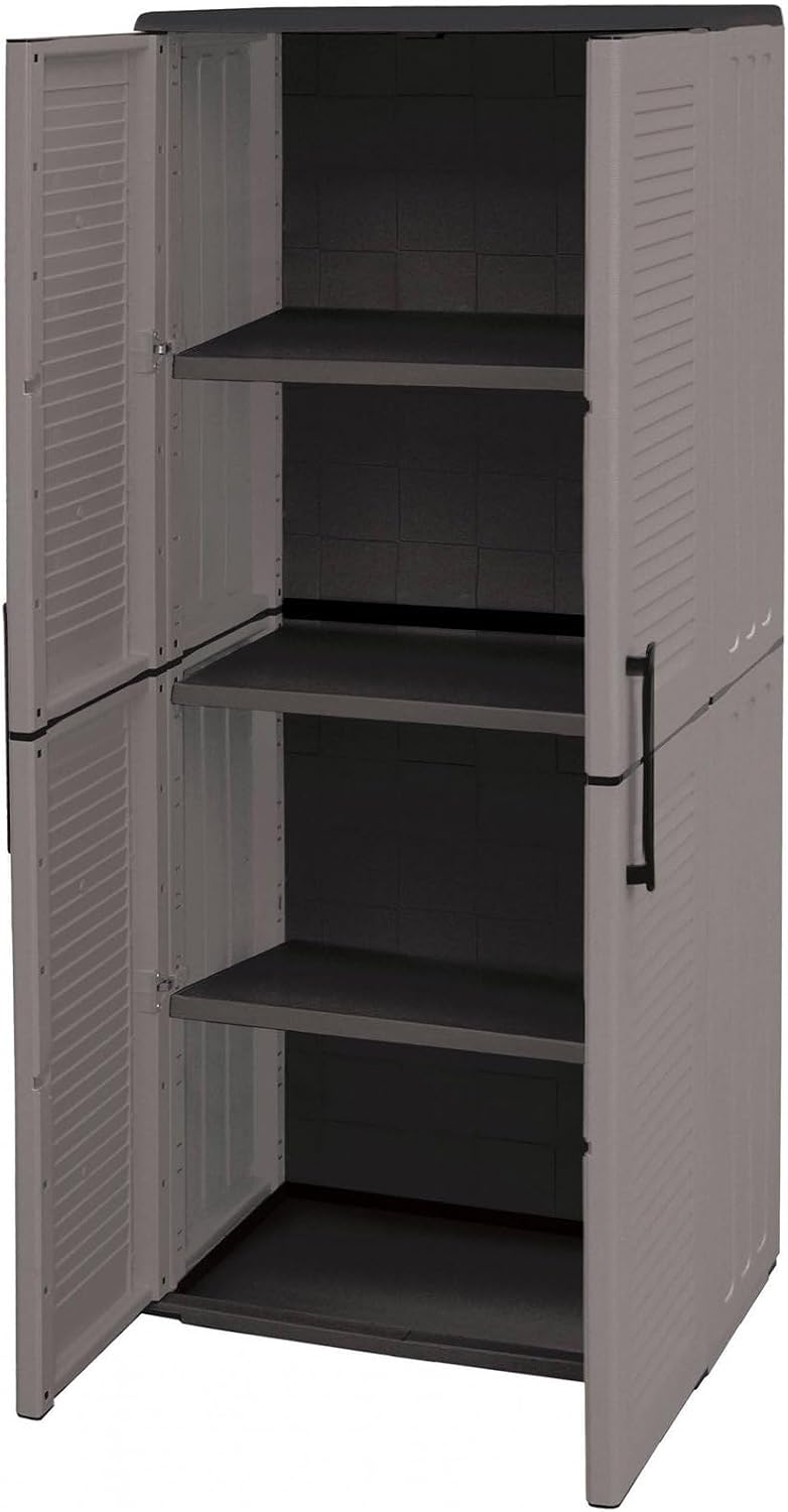 Thumbnail 5 de Dmora Armadio da Esterno Clavier – Mobile balcone 68x37x163 cm, Grigio/Nero, finitura righe