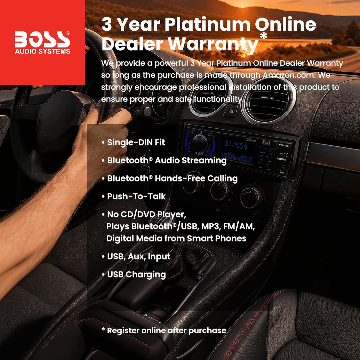 Thumbnail 1 de BOSS Audio Systems 616UAB Car Stereo with Bluetooth – Single DIN (No CD/DVD)