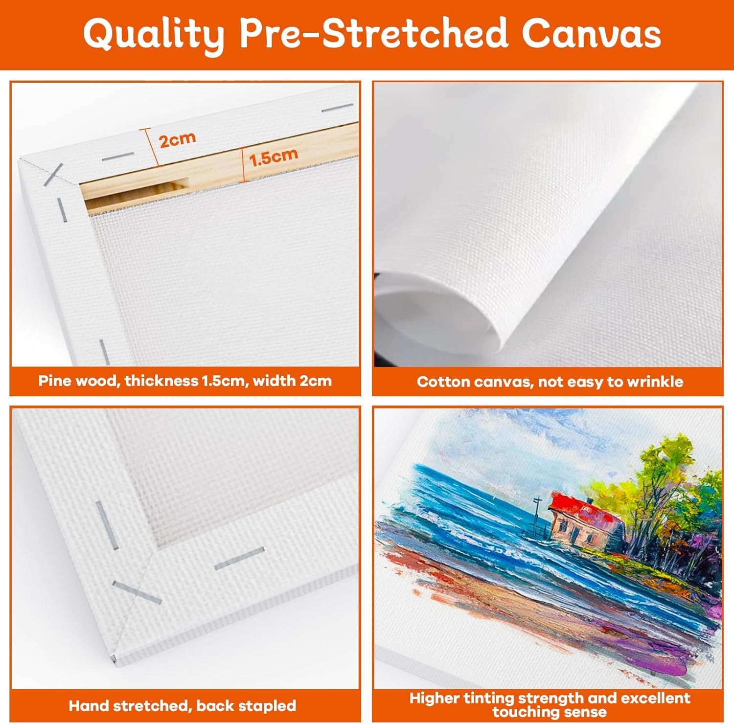 Thumbnail 3 de Koncci Stretched Canvas for Painting (10-pack, multiple sizes)