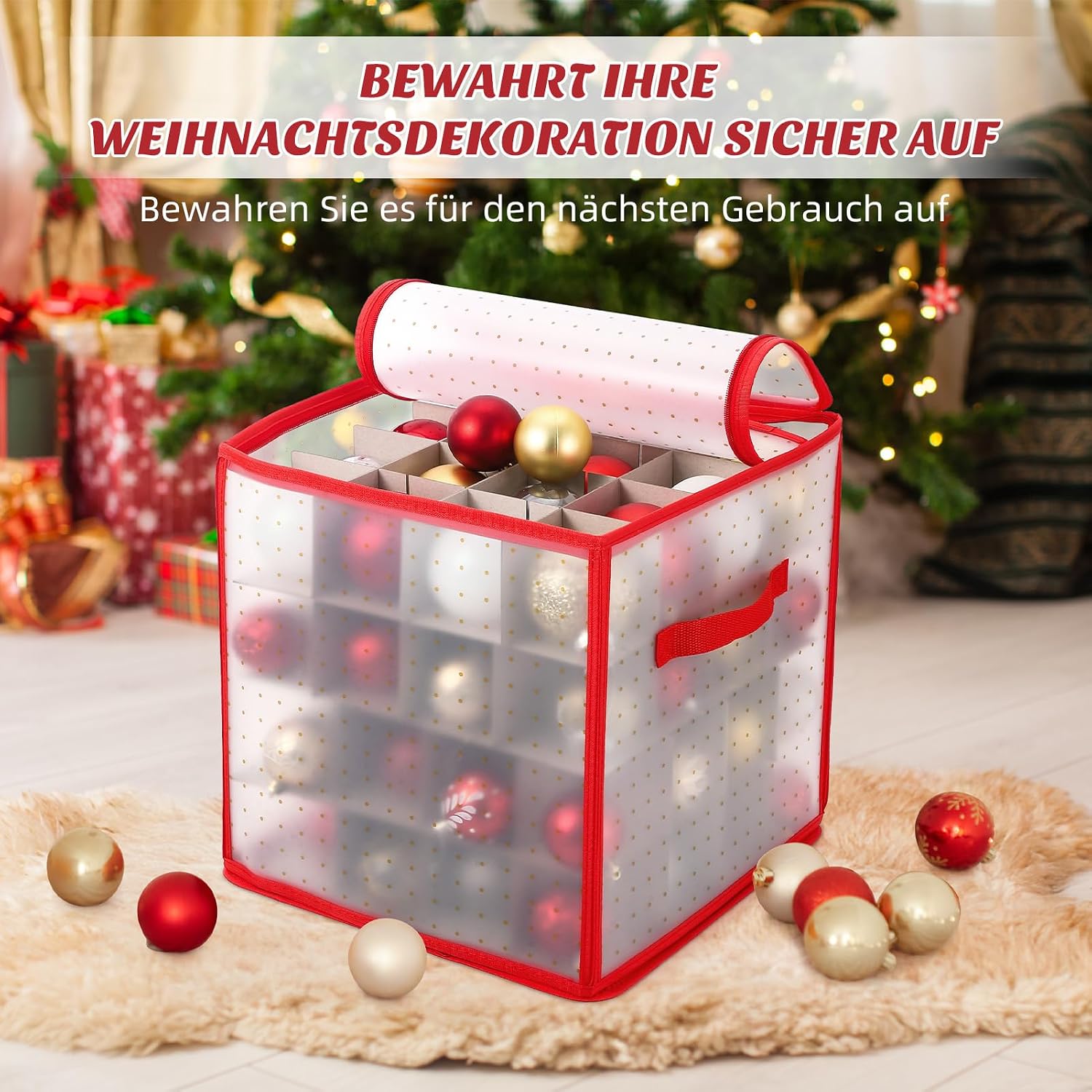 Detalle 2 de Fulasofia Aufbewahrungsbox 128 Fächer für Weihnachtskugeln