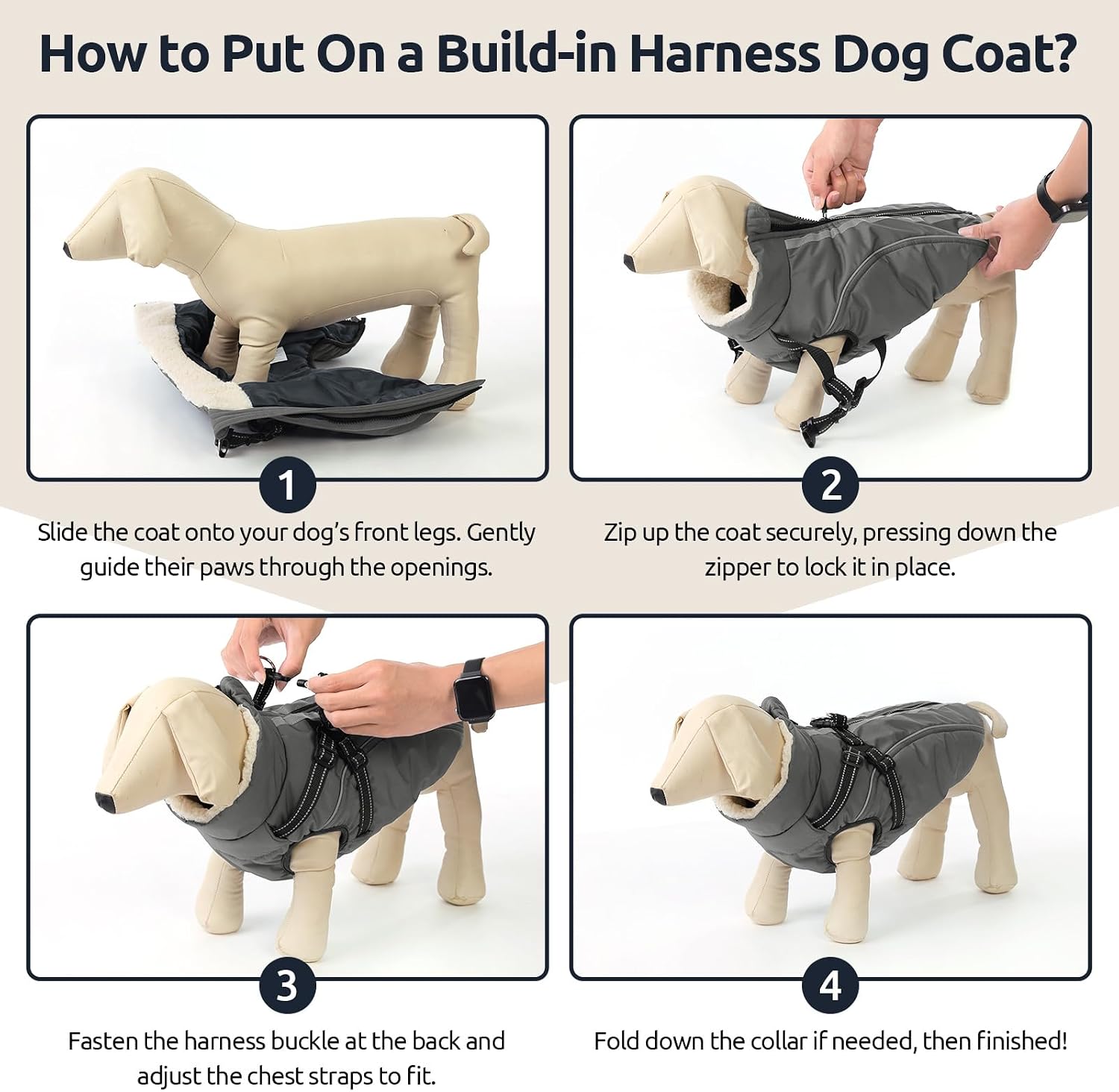 Thumbnail 6 de KAMA BRIDAL 1107-KM-847MF-Grey-XS Dog Winter Coat with Built-In Harness