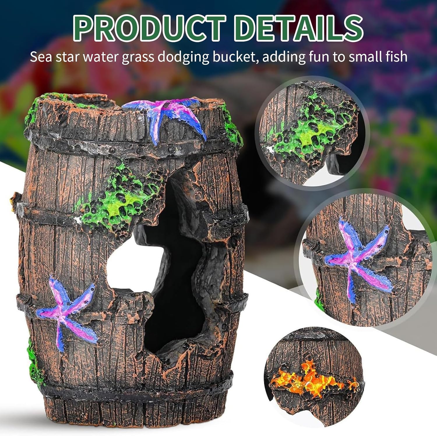 Thumbnail 2 de UOSIWYA 7-tlg. Aquarium Deko Höhle mit Moos-Simulation & Kunstharz-Versteck