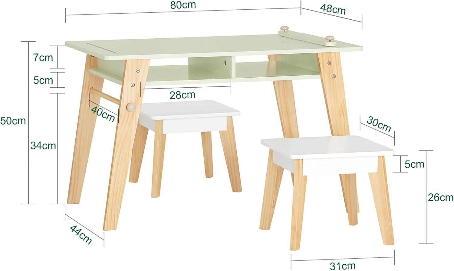 Thumbnail 3 de SoBuy KMB92-GR Juego de mesa infantil 80x44x50 cm