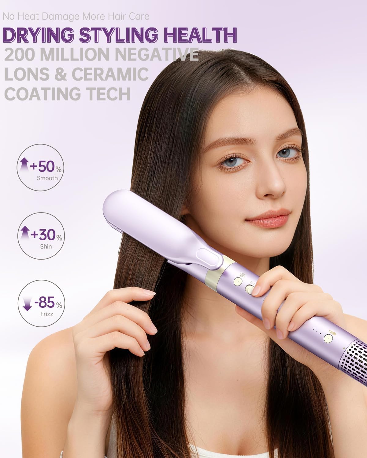 Thumbnail 4 de Hair Dryer Brush 8-in-1 Dual Voltage Hot Air Styler (110,000 RPM) with Straightener & Curler Attachments – Purple