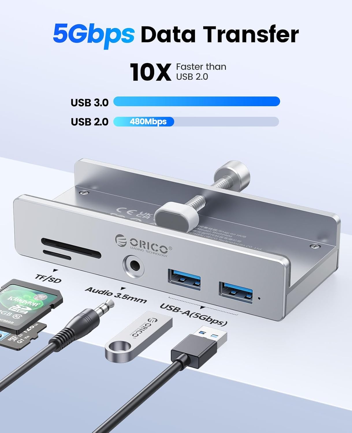 Thumbnail 1 de ORICO Hub USB 3.0 con lector SD/TF y audio