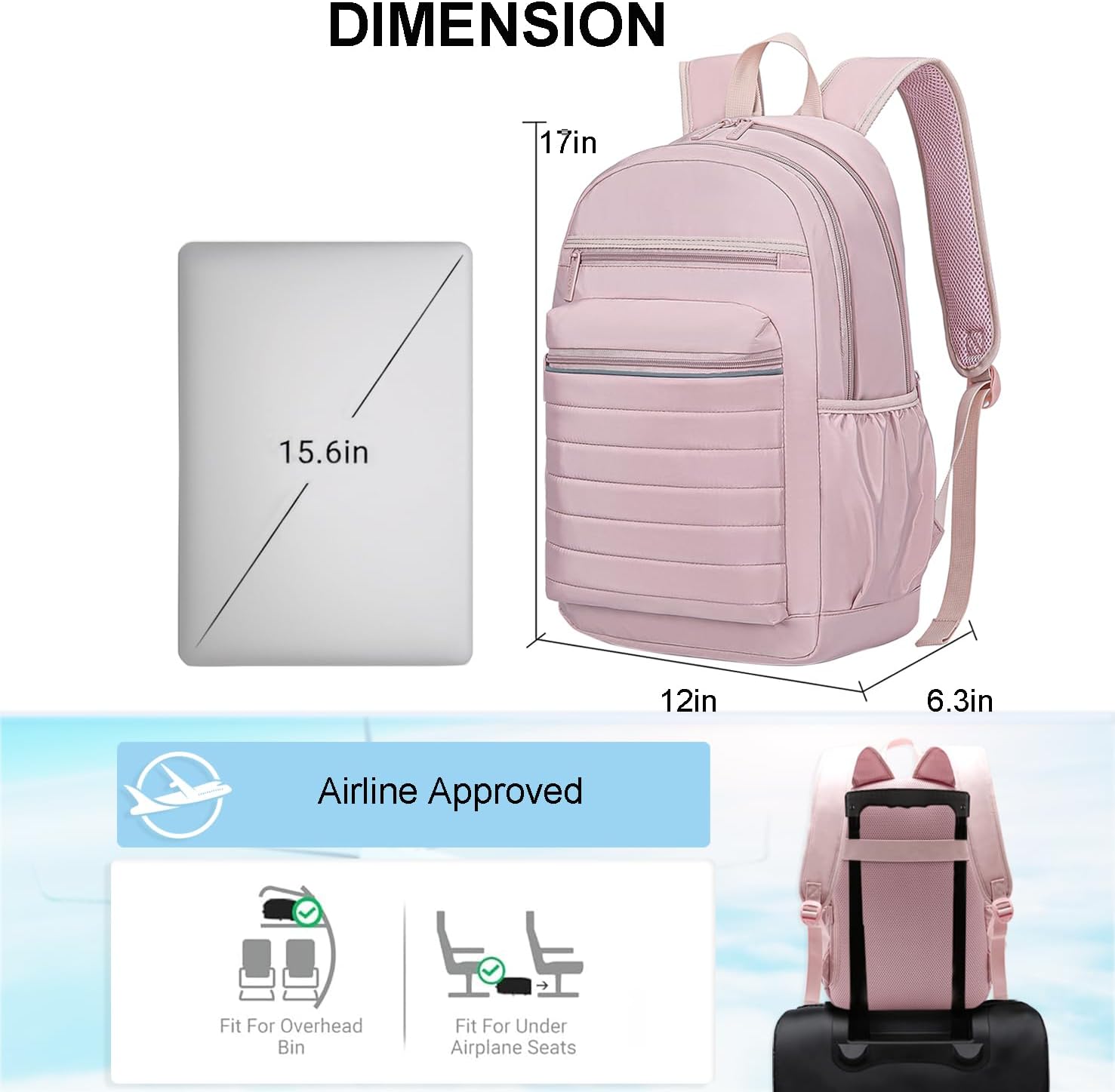 Detalle de KEOFID Anti-Thief Travel Backpack 17 x 12 x 6.3in