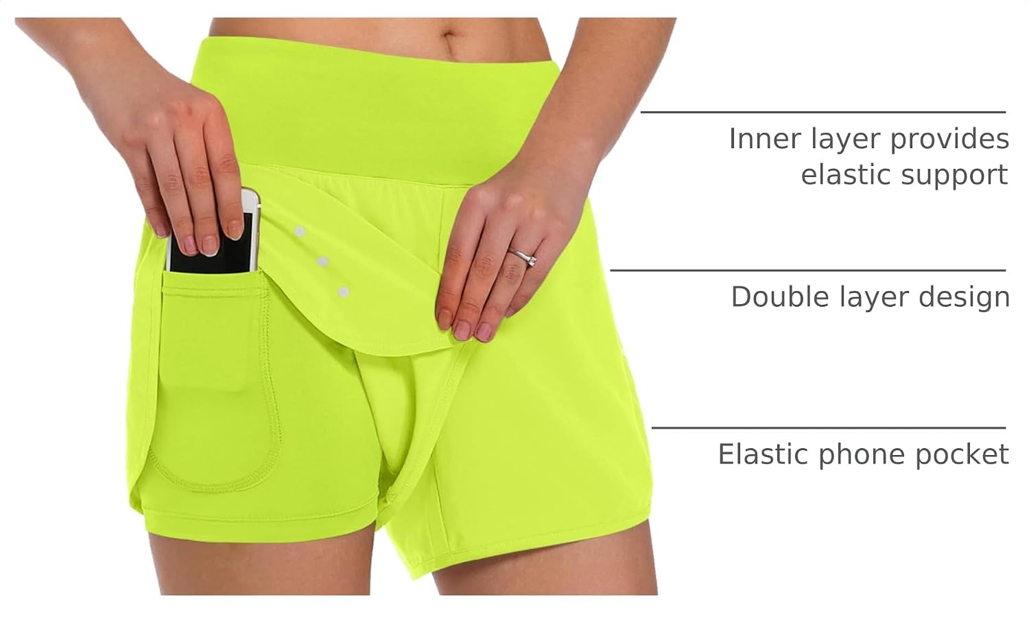 Detalle 2 de Ksmien Women's 2-in-1 Running Shorts