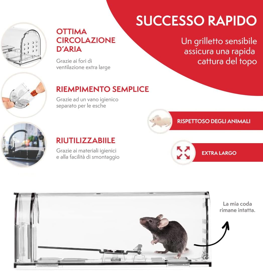 Detalle 2 de PATTLER trappola per topi 1 pz trasparente