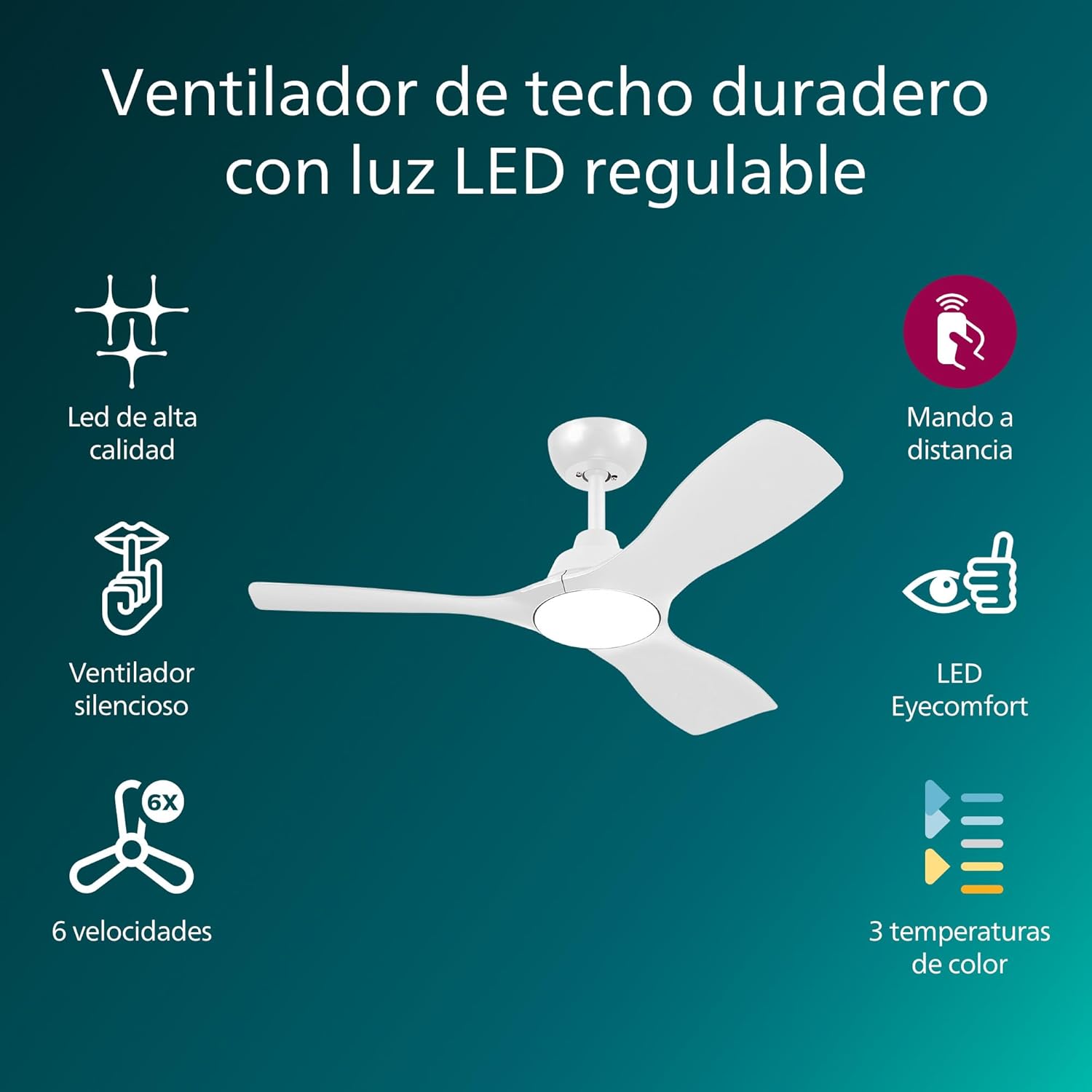 Thumbnail 1 de Philips Ventilador de Techo 42" con Luz LED y Control 🌬️