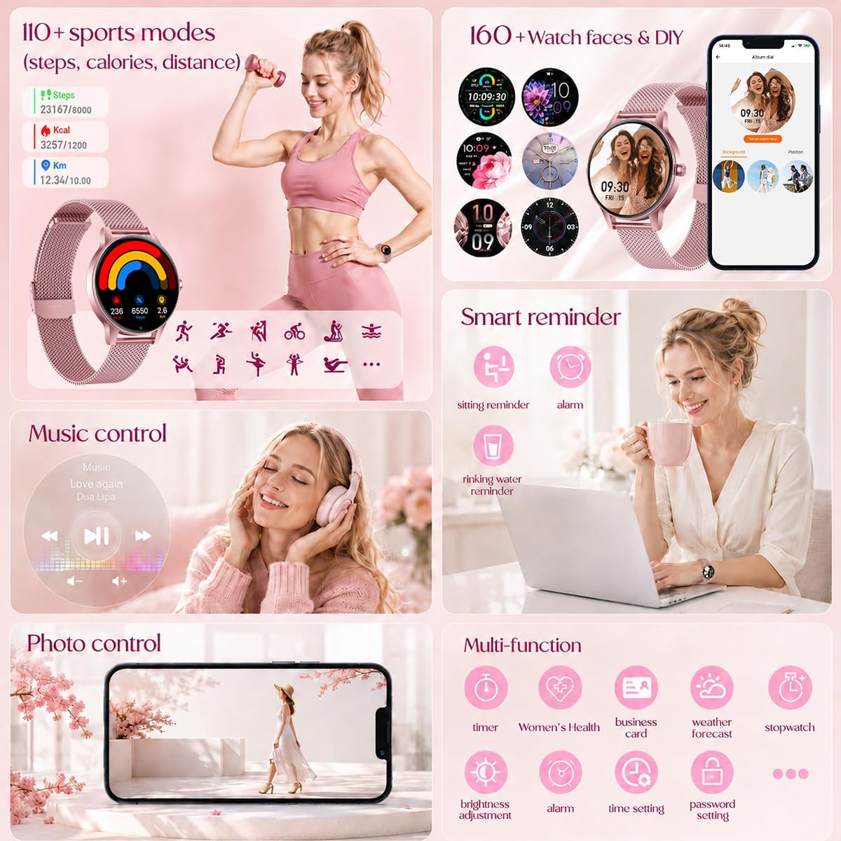 Thumbnail 5 de Smart Watch Fitness Tracker Women: 1.27'' HD Screen, Calls & 114 Sport Modes