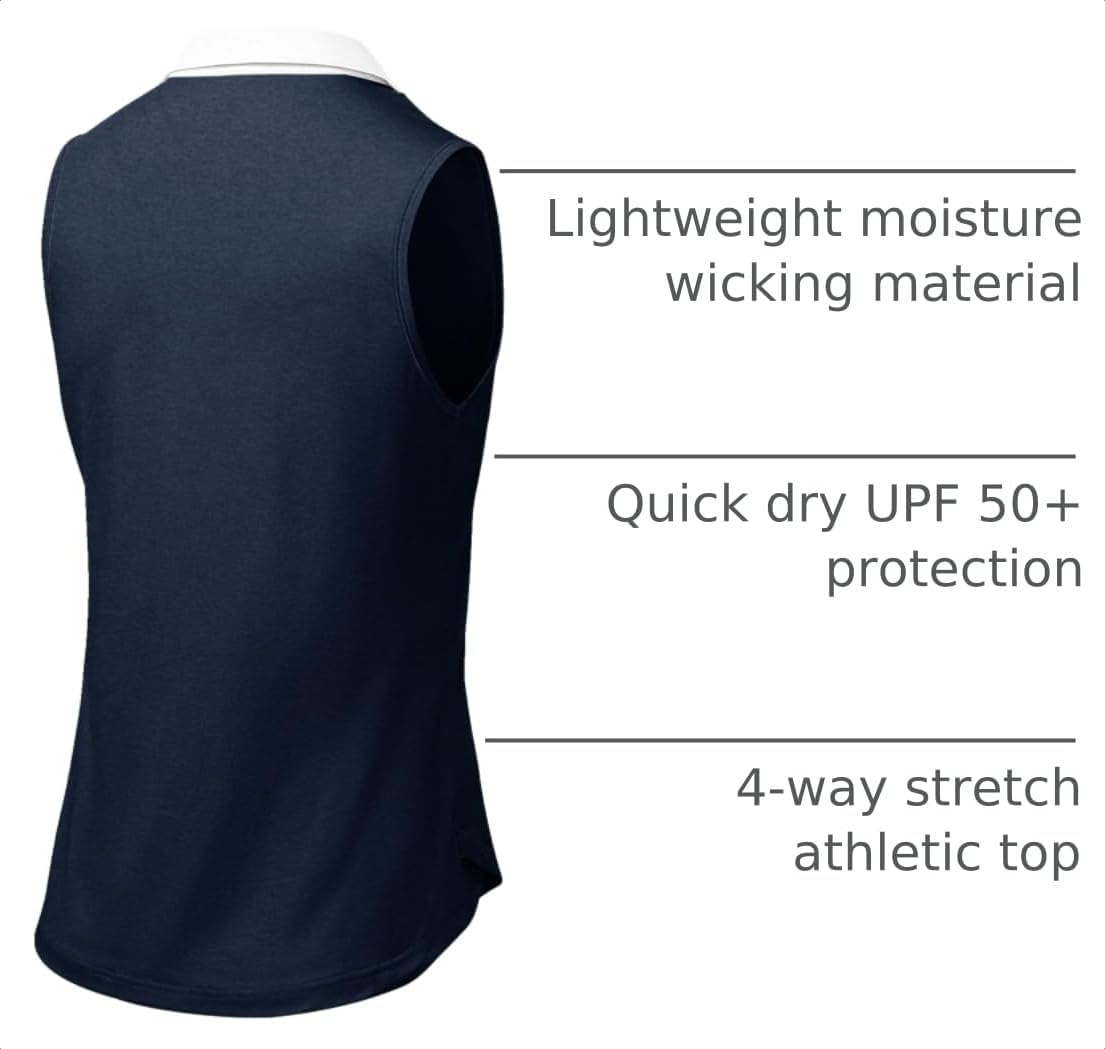 Detalle 2 de BGOWATU Women's Sleeveless Golf Polo Shirt UPF 50+