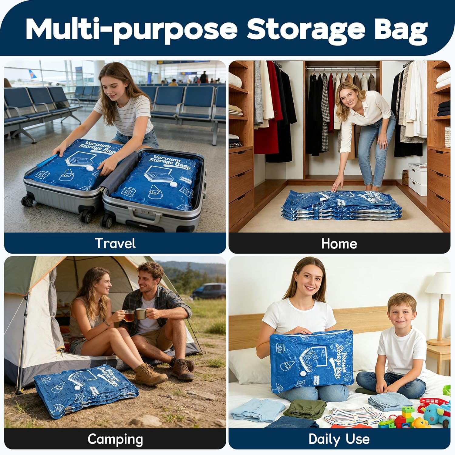 Thumbnail 6 de 20 Pcs Vacuum Storage Bags for Clothes with Cordless Vacuum Pump Set (4 Large, 8 Medium, 8 Small)