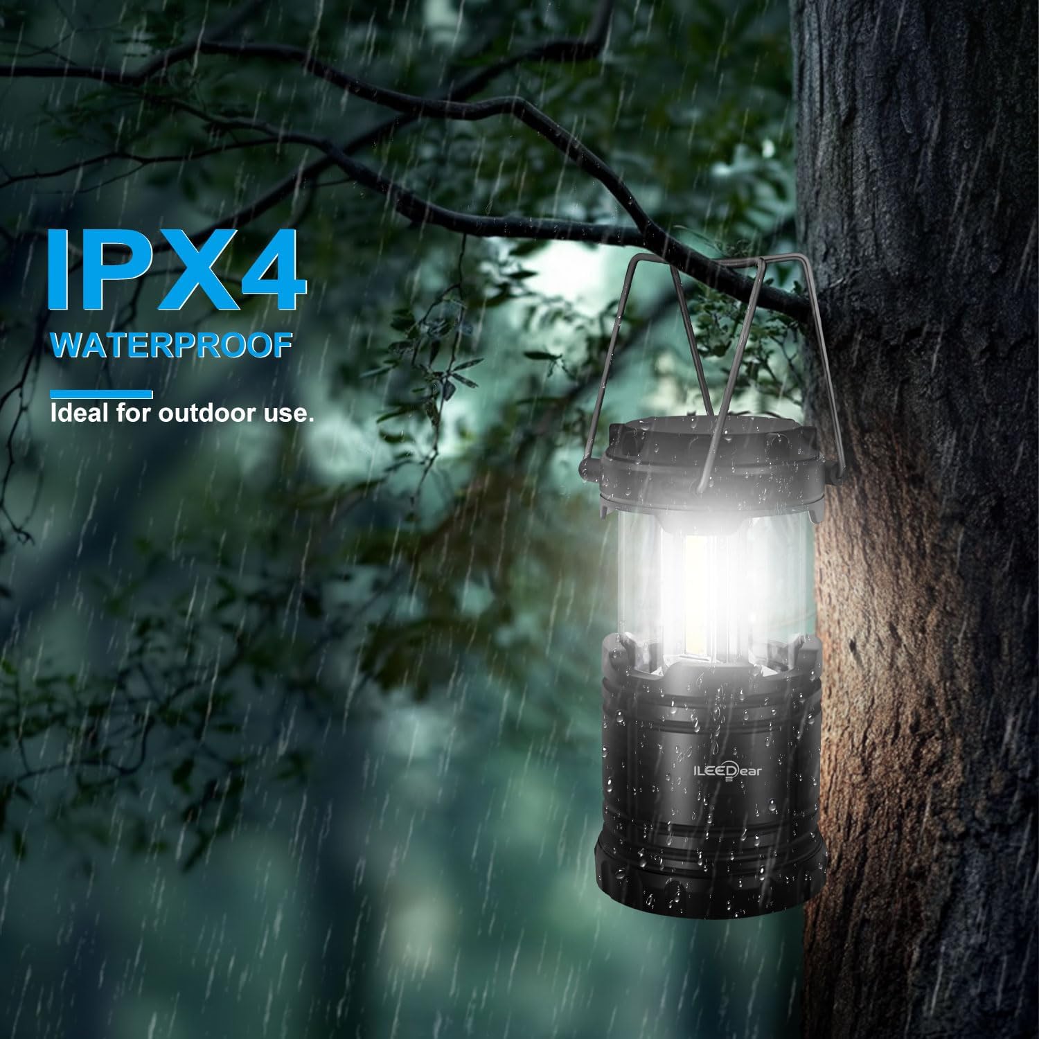 Detalle de ILEEDear Camping Battery Operated Lantern (Pack of 2) – Foldable Ultra Bright LED Lamp for Hiking, Emergencies and Power Failures