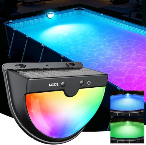 Detalle de PoolLeader 2026 Luces Piscina Solares: Iluminación LED multicolor para piscinas elevadas