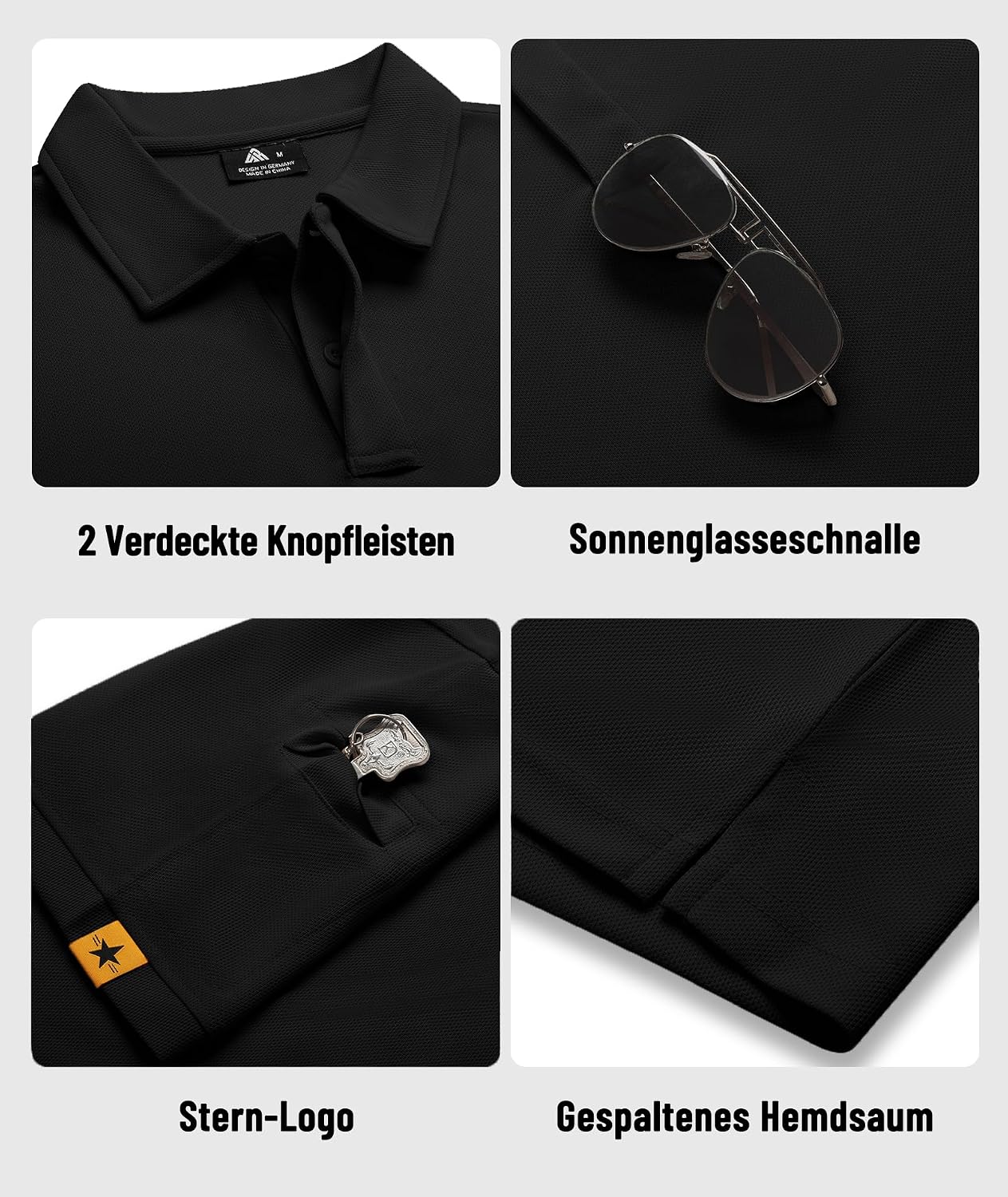 Detalle de ZITY 5 Pack Polo Uomo a Manica Corta: traspirante, asciugatura rapida e taglio regular fit