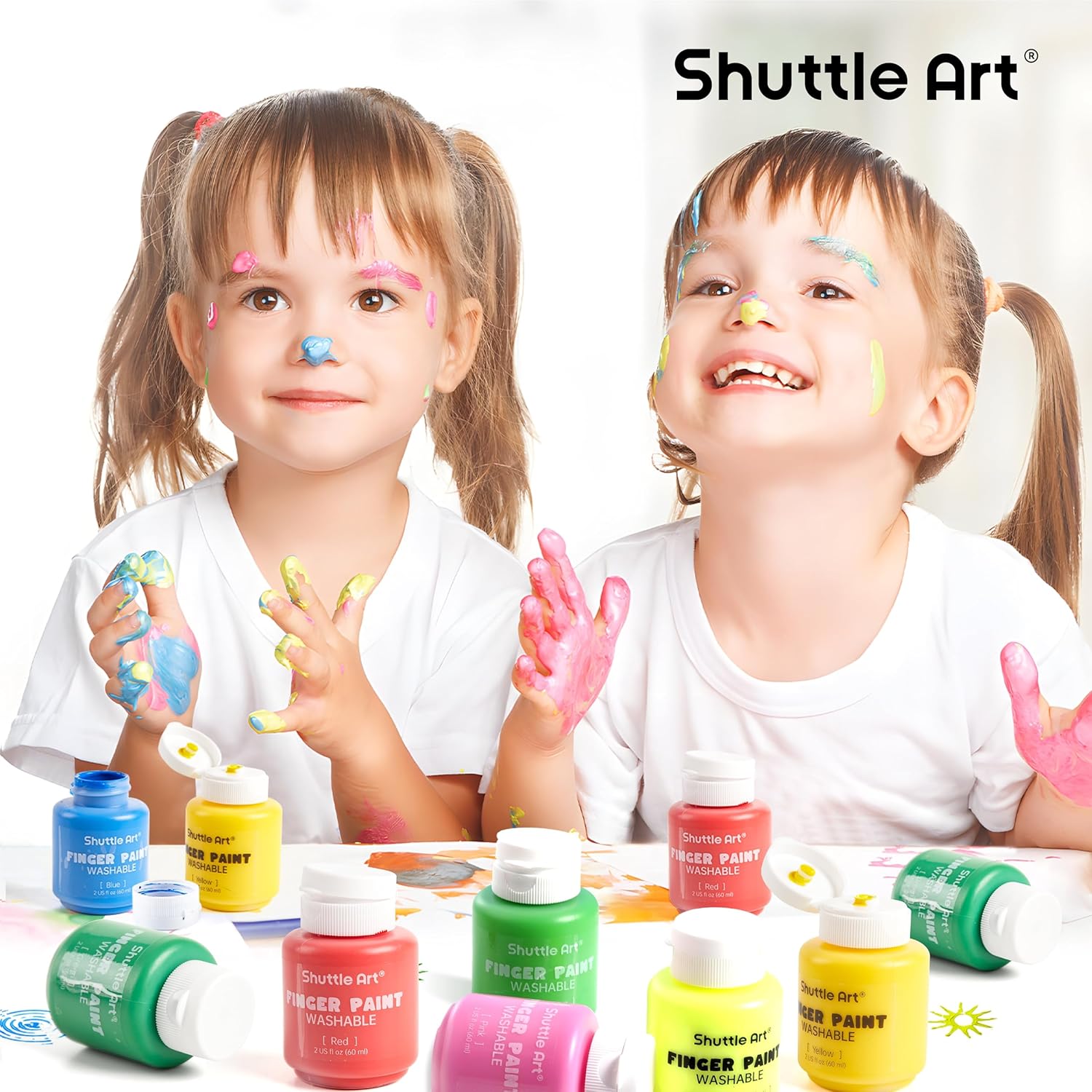 Thumbnail 1 de Shuttle Art Fingerfarben Kinder ungiftig – 15 Farben, 60 ml, waschbare Fingerfarben für Kinder