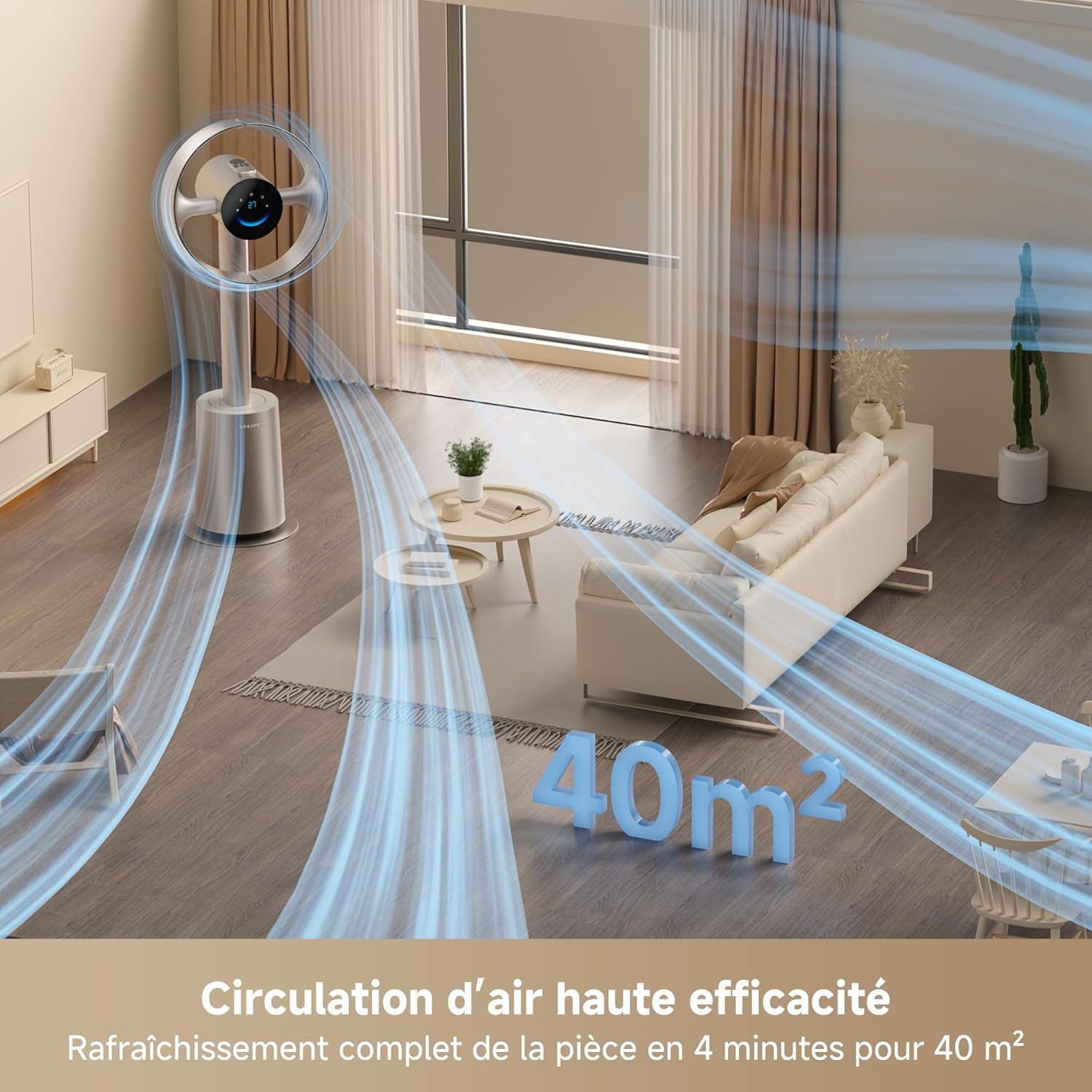 Detalle de dreame MF10 : Ventilateur sans pales avec diffusion d’air à 270° et filtration lavable