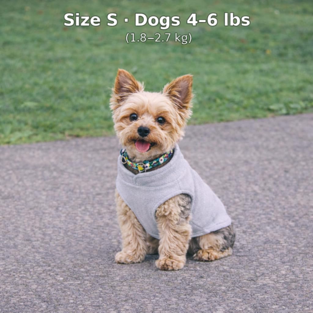 Detalle de JACKO & CO Fleece Vest Dog Sweater with Leash Ring – Grey, Size S (1.8–2.7 kg)