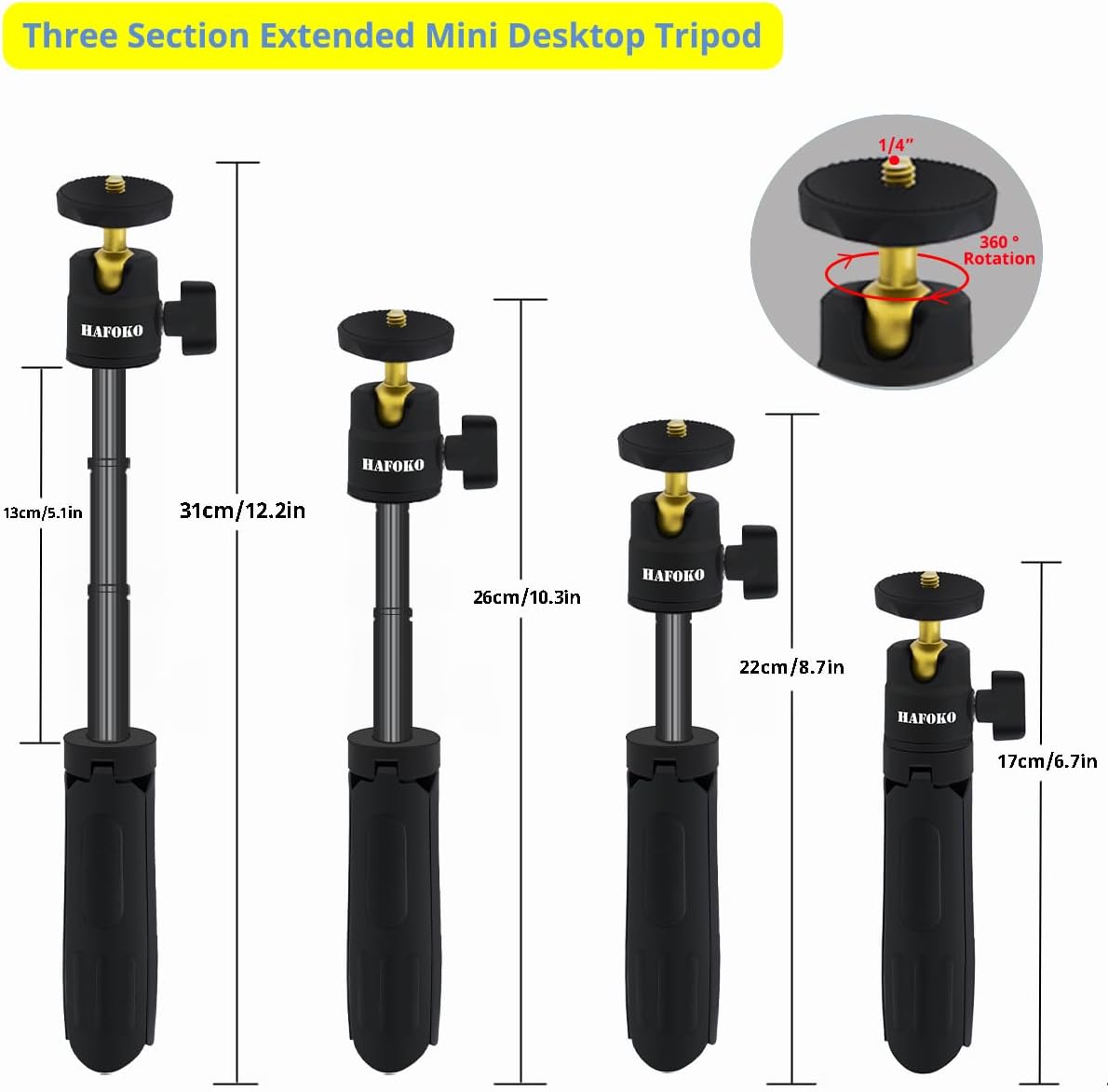 Thumbnail 4 de HAFOKO ST-08 mini camera tripod 2 kg support