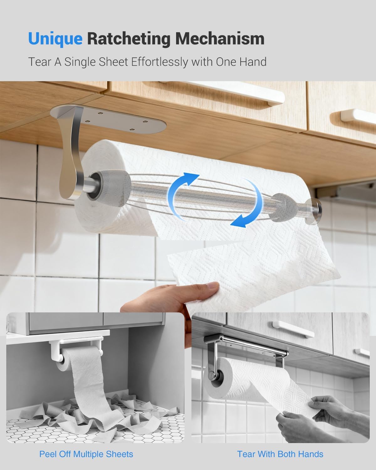 Thumbnail 1 de Under Cabinet Paper Towel Holder One-Handed Tear