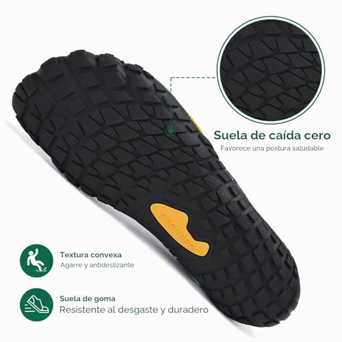 Detalle de SAGUARO Barefoot: Zapatillas Minimalistas con Suela Zero Drop (Negro Ahumado)