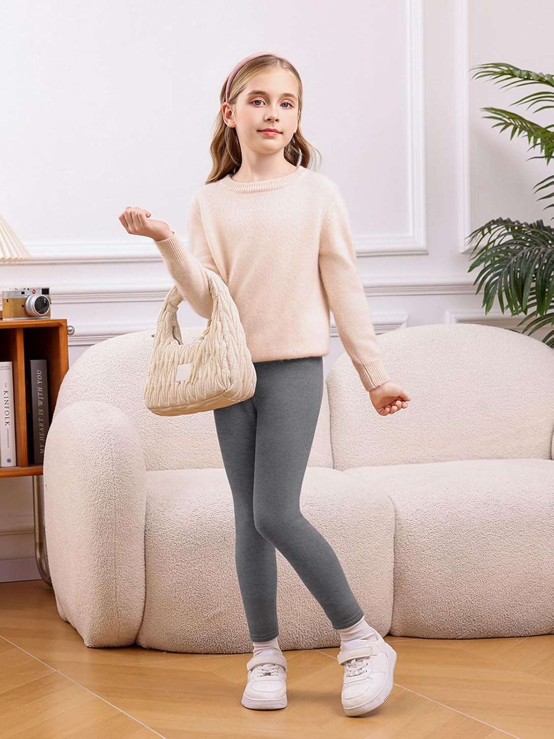 Thumbnail 2 de Vorvowry Thermoleggings für Mädchen mit weichem, gefüttertem Fleece – warme Winter-Stretchhose