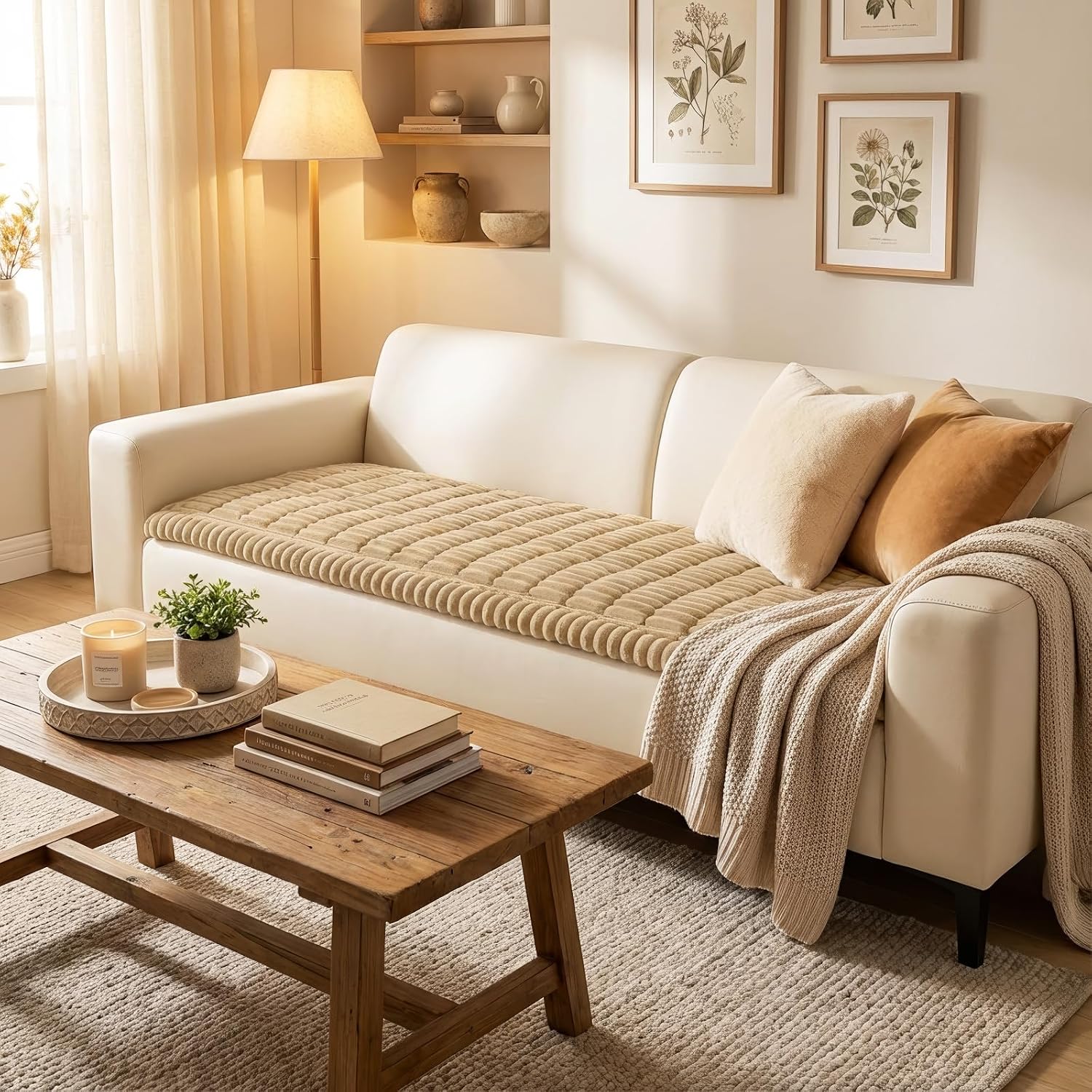 Detalle 2 de Smiry FLRCWDZ02 Couch Cover, 27.6" x 82.7" Washable Polyester Protector