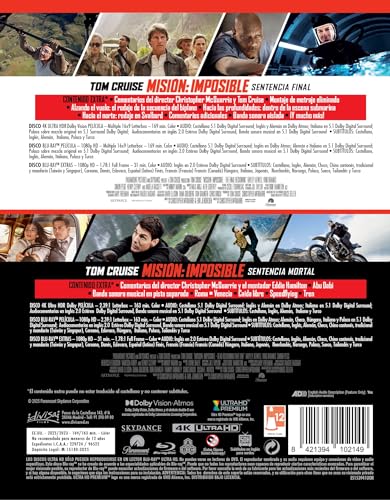 Detalle de Mision Imposible 7+8 (4K UHD + Blu-ray) Pack 2 películas: Sentencia Mortal + Sentencia Final – Divisa Films