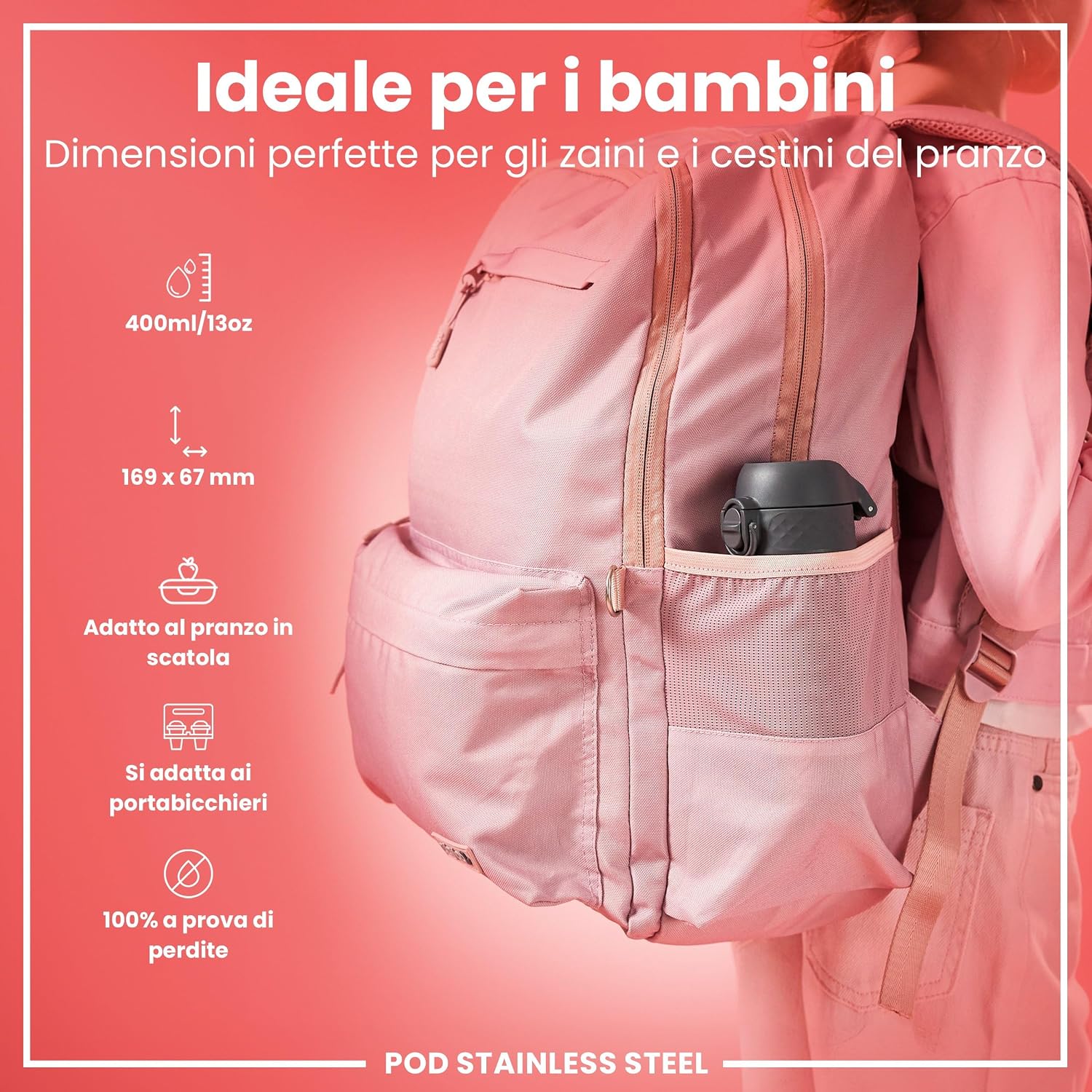 Detalle de Ion8 Borraccia a Prova di Perdite: design premiato, apertura facile e pulizia senza sforzi