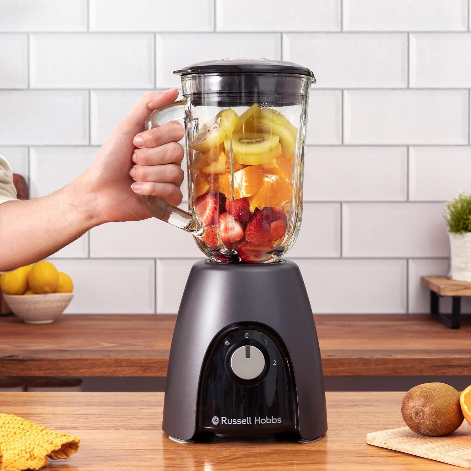Thumbnail 1 de Russell Hobbs Jug Blender [Smoothie Maker] 1.5L Glass Jar, 850W Peak Power, Matte Charcoal