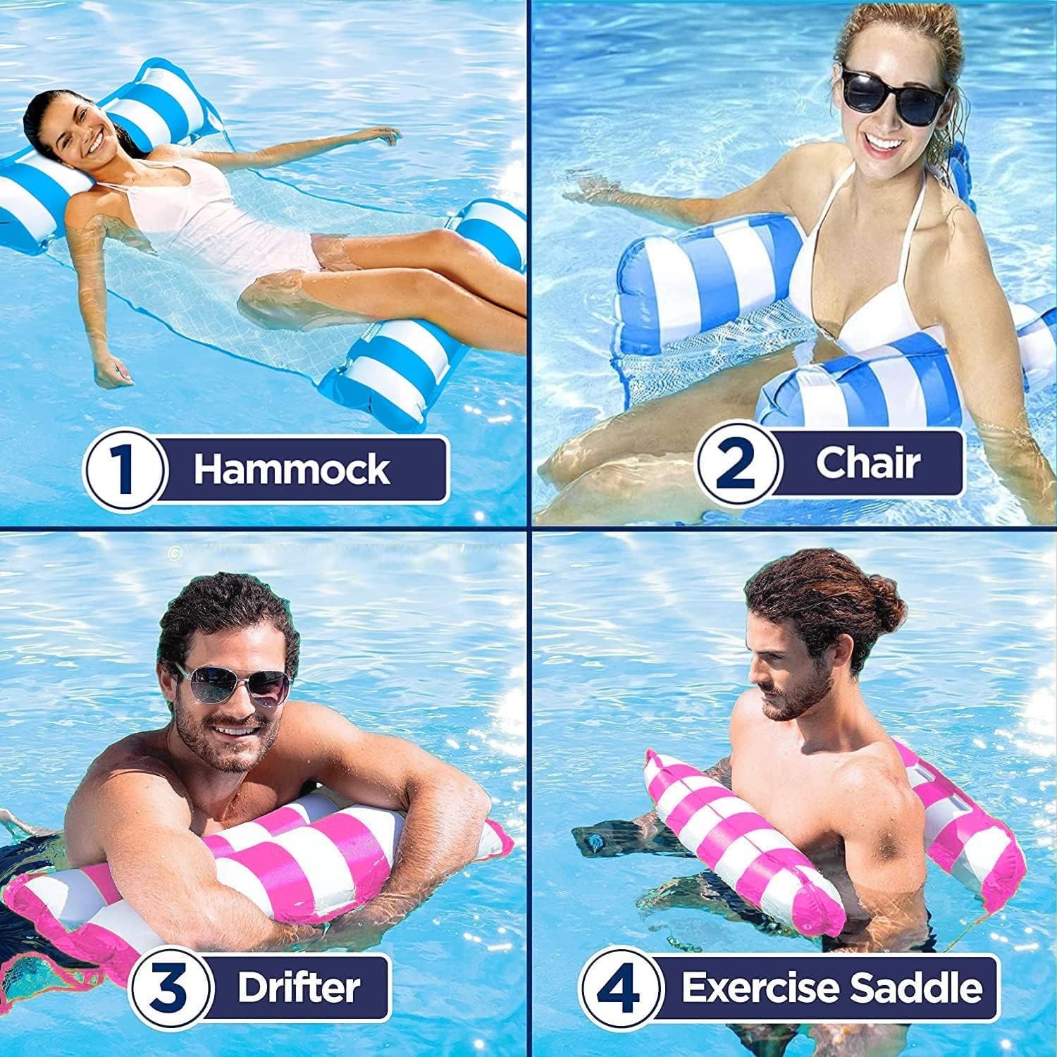 Thumbnail 2 de Inflatable Pool Floats Hammock 4‑in‑1 – 2/3 Pack with Pump