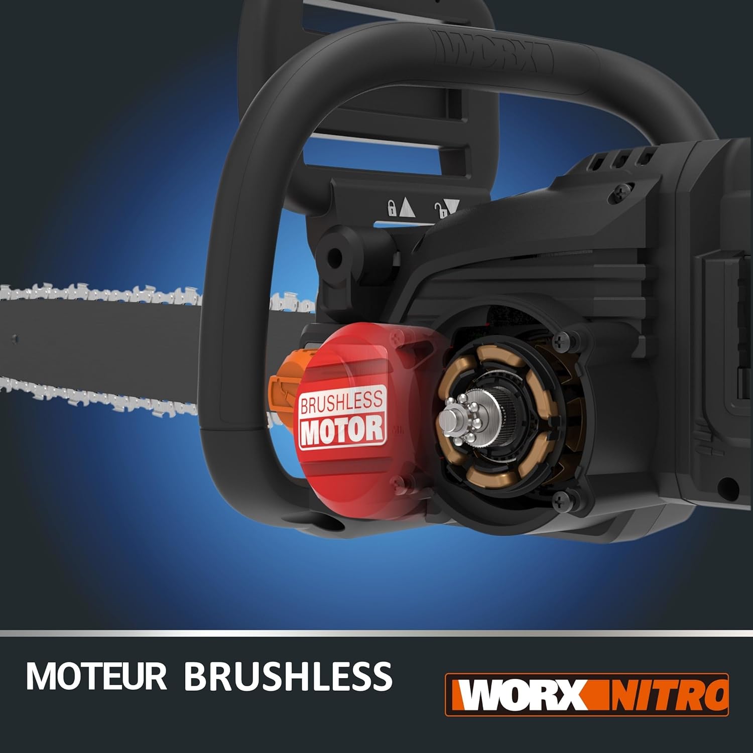 Thumbnail 3 de WORX Tronçonneuse Brushless sans fil 40V WG385E.9 — guide 40 cm, autonomie et sécurité adaptés