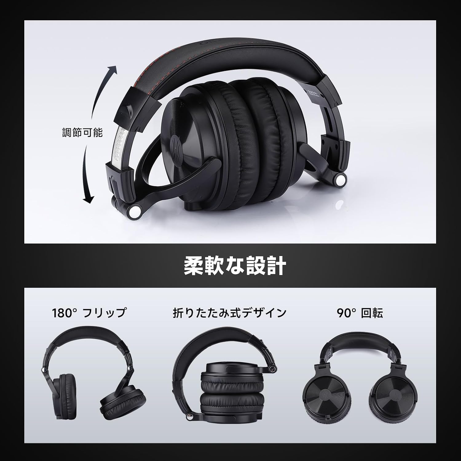 Detalle 2 de OneOdio ProC ワイヤレスヘッドホン、最大110時間再生・50mmドライバー・有線対応